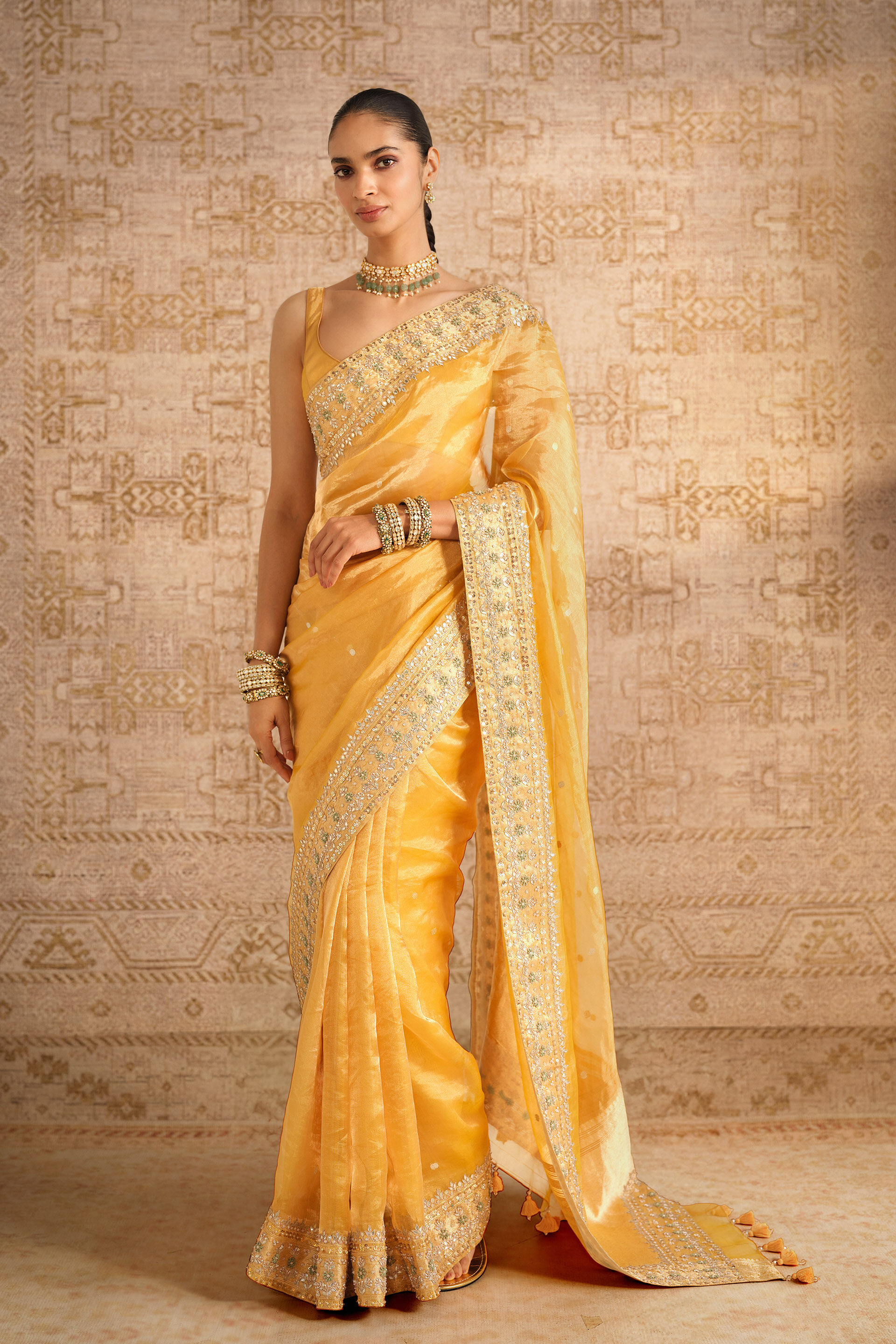 Surandhana Handwoven Benarasi Silk Saree - Yellow