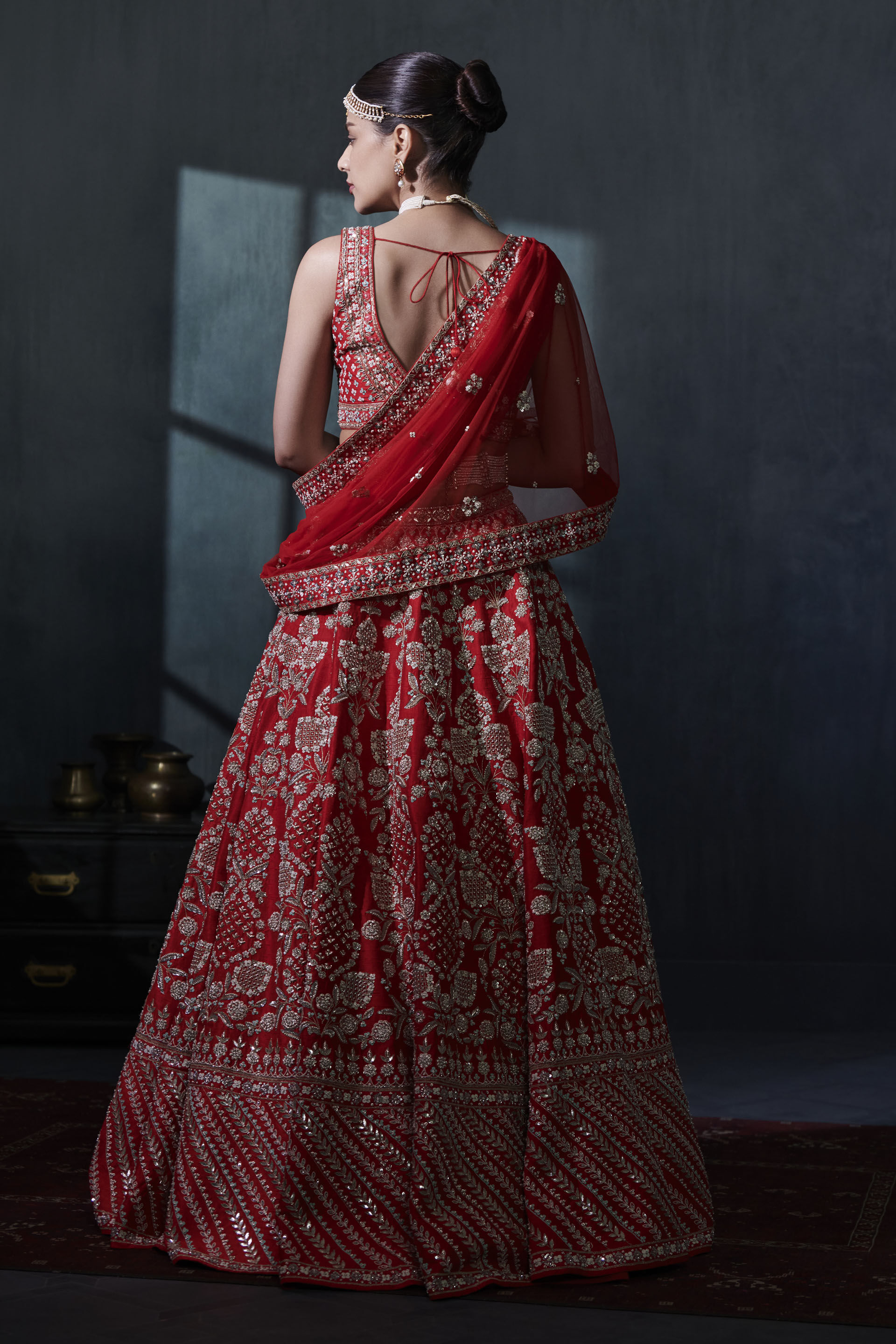 Buy Red Faux Georgette Gota Umbrella Lehenga Wedding Wear Online at Best  Price | Cbazaar