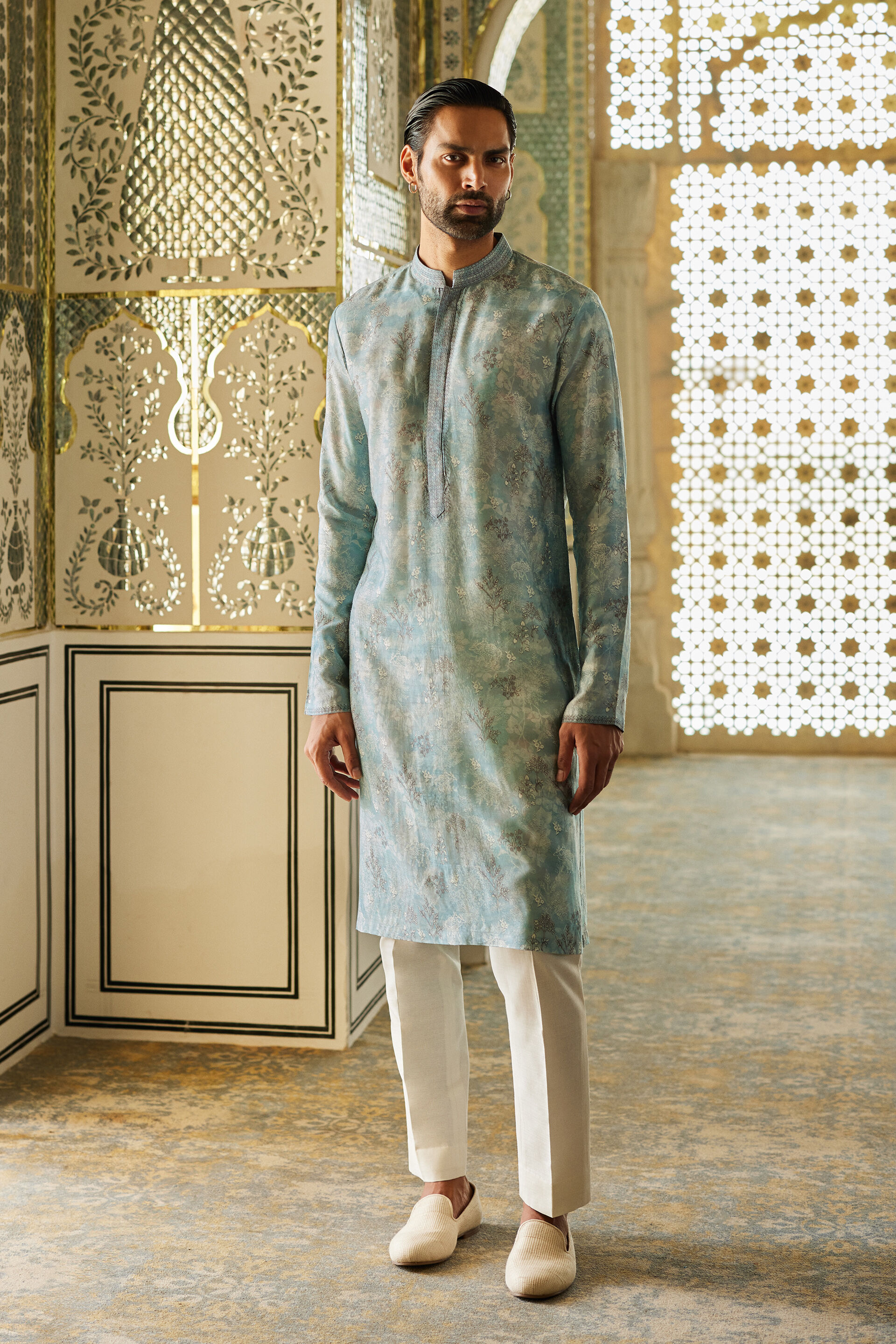 Sharv Silk Kurta - Ice Blue
