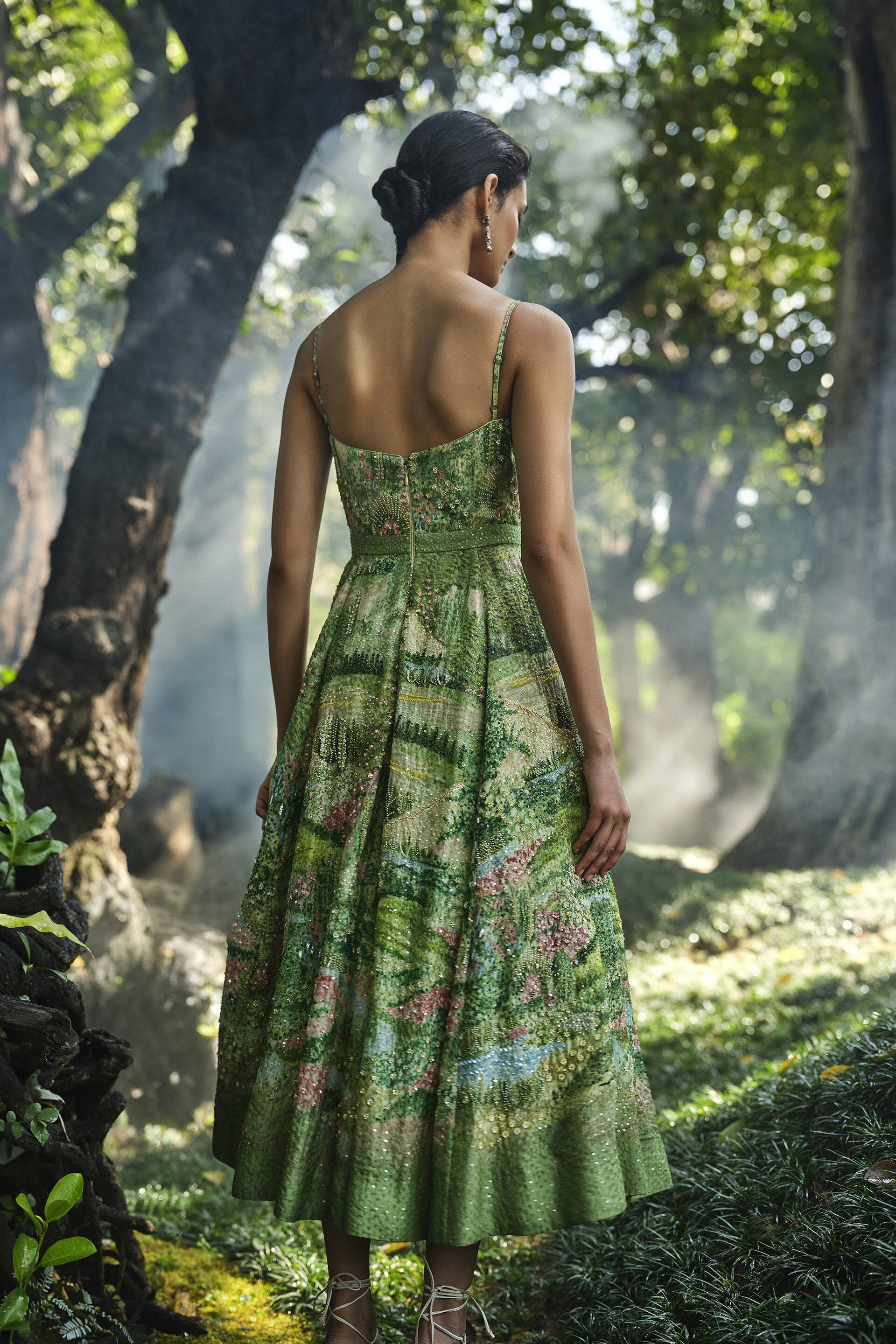 ワンピース SALVATORE FERRAGAMO Olive Green Silk Dress 1C11E5FB-1C01-4666-AEAD-