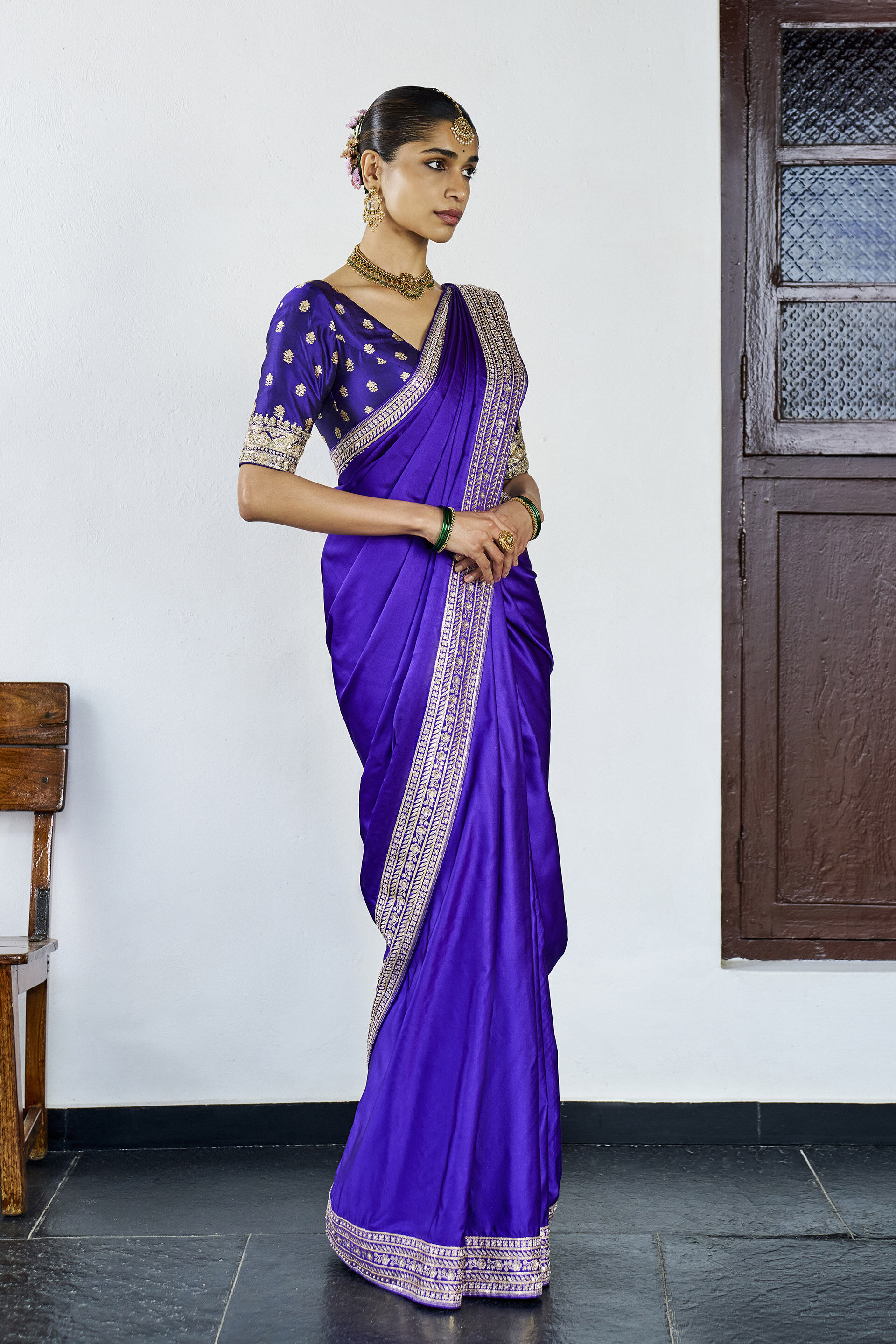 Komol Benarasi Silk Saree - Purple