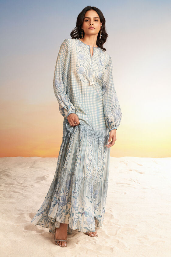 Neela Tiered Kaftan - Blue, Blue, image 2