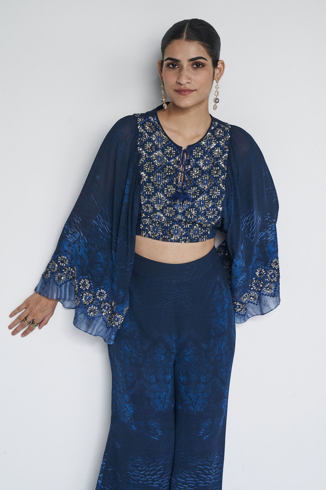 Roxana Embroidered Coord Set - Blue, Blue, image 4