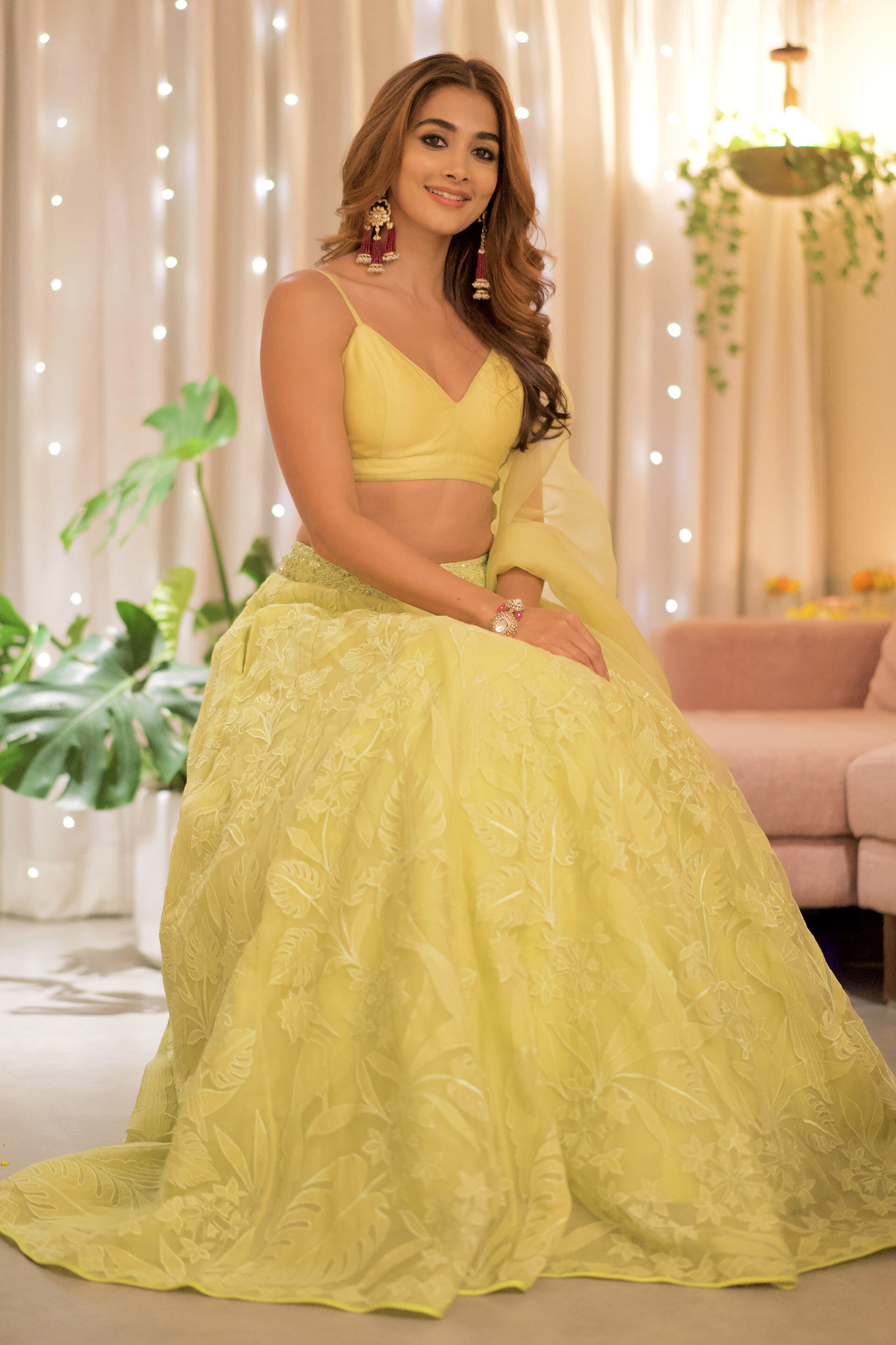 Wild Herons Lehenga Set Lime