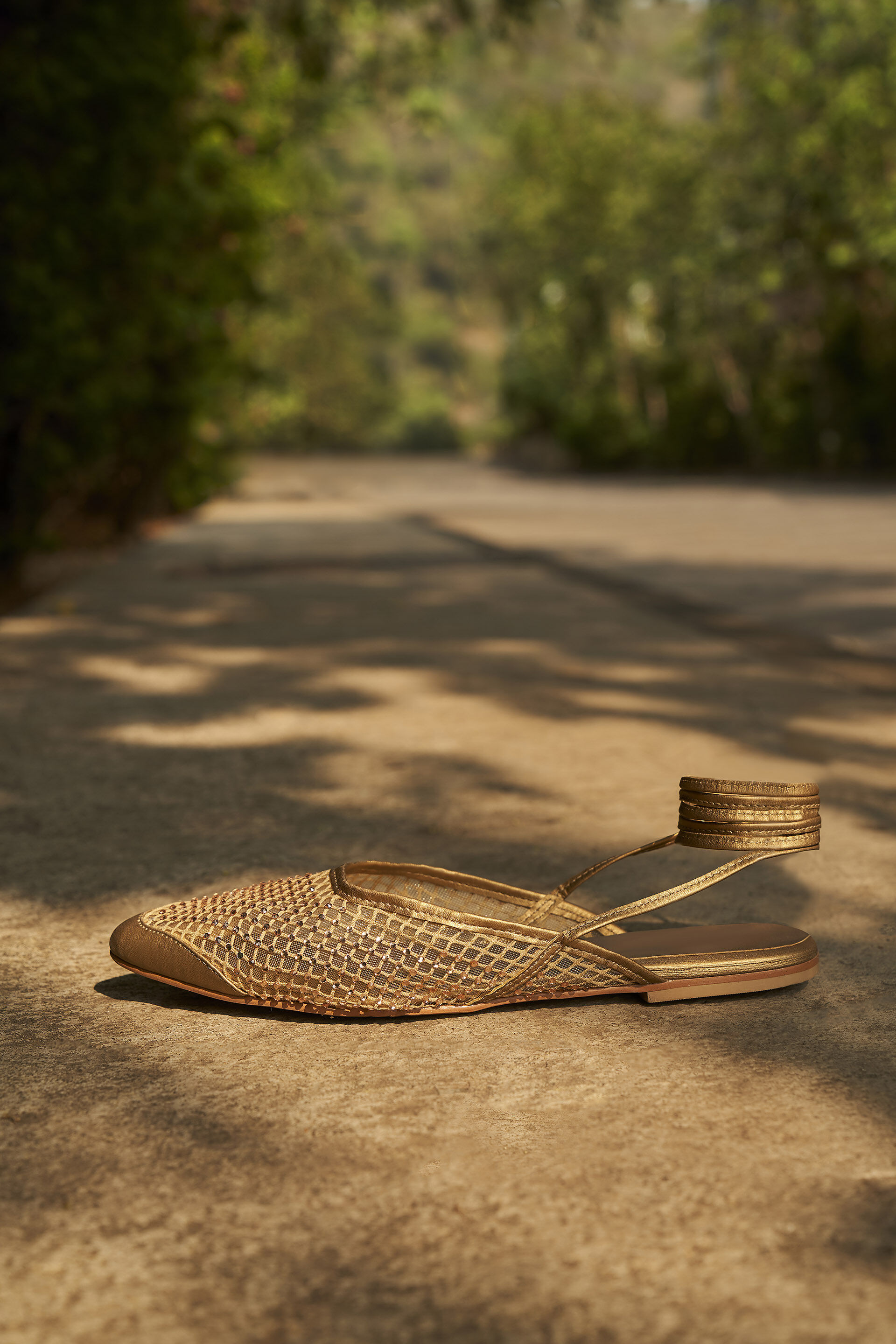 Siofra Ankle-Tie Mules - Gold, Gold, image 3