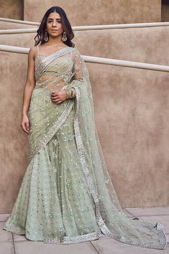 Pavitra Gharara Set, Sage, image 1