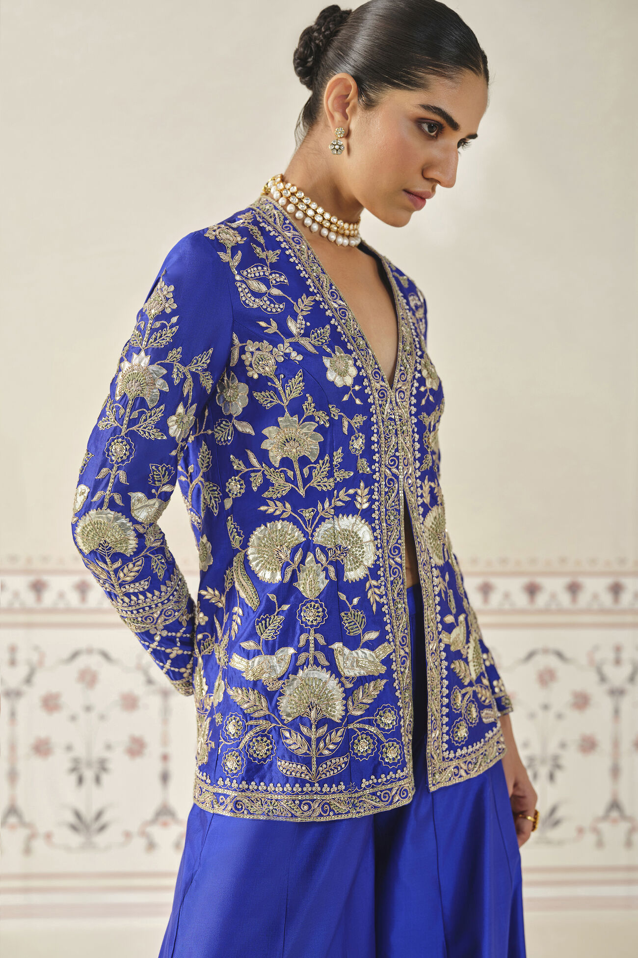 Sanaaya Gota Patti Silk Sharara Set - Blue, Blue, image 6