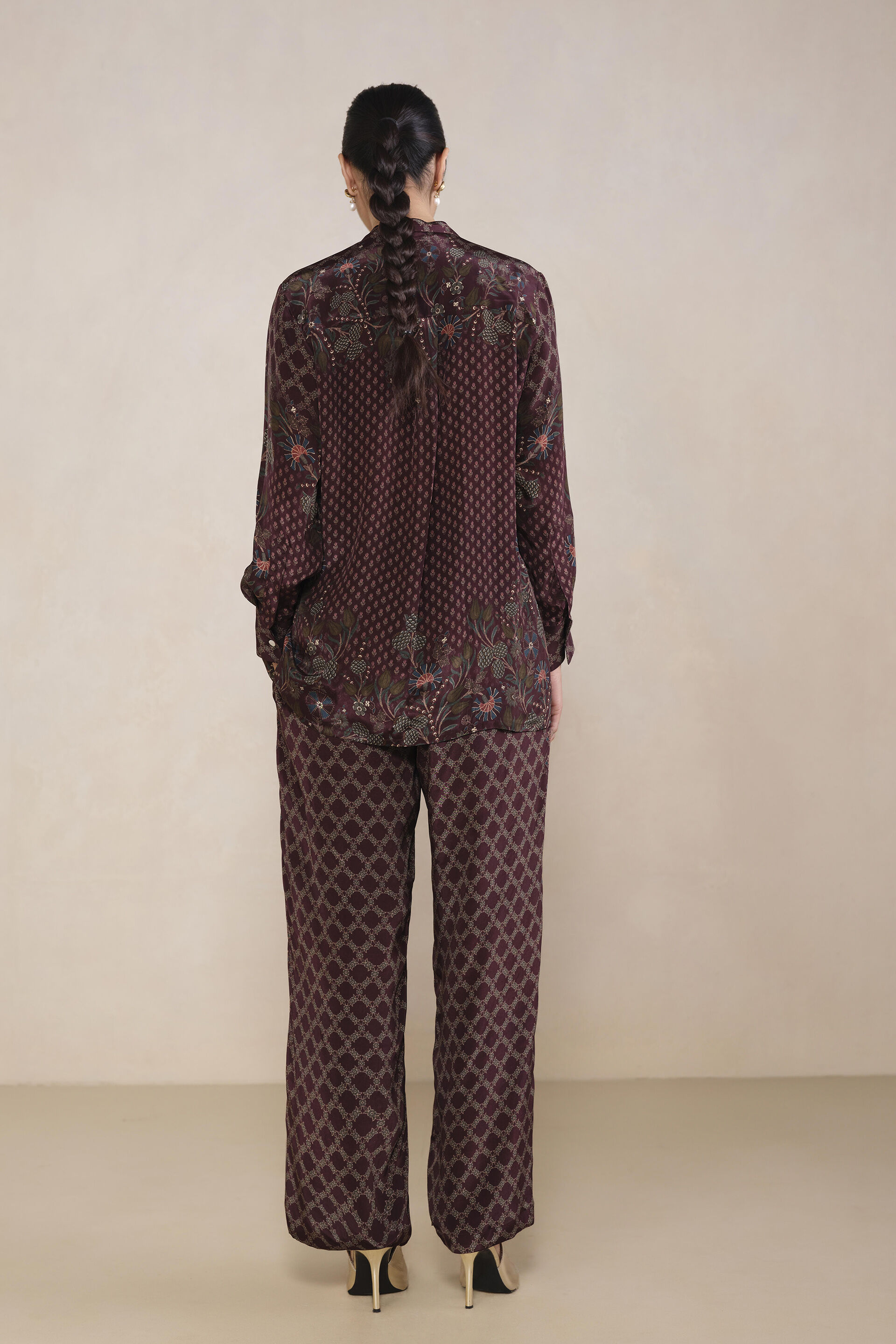 Shaya Printed Co-ord in Wine
