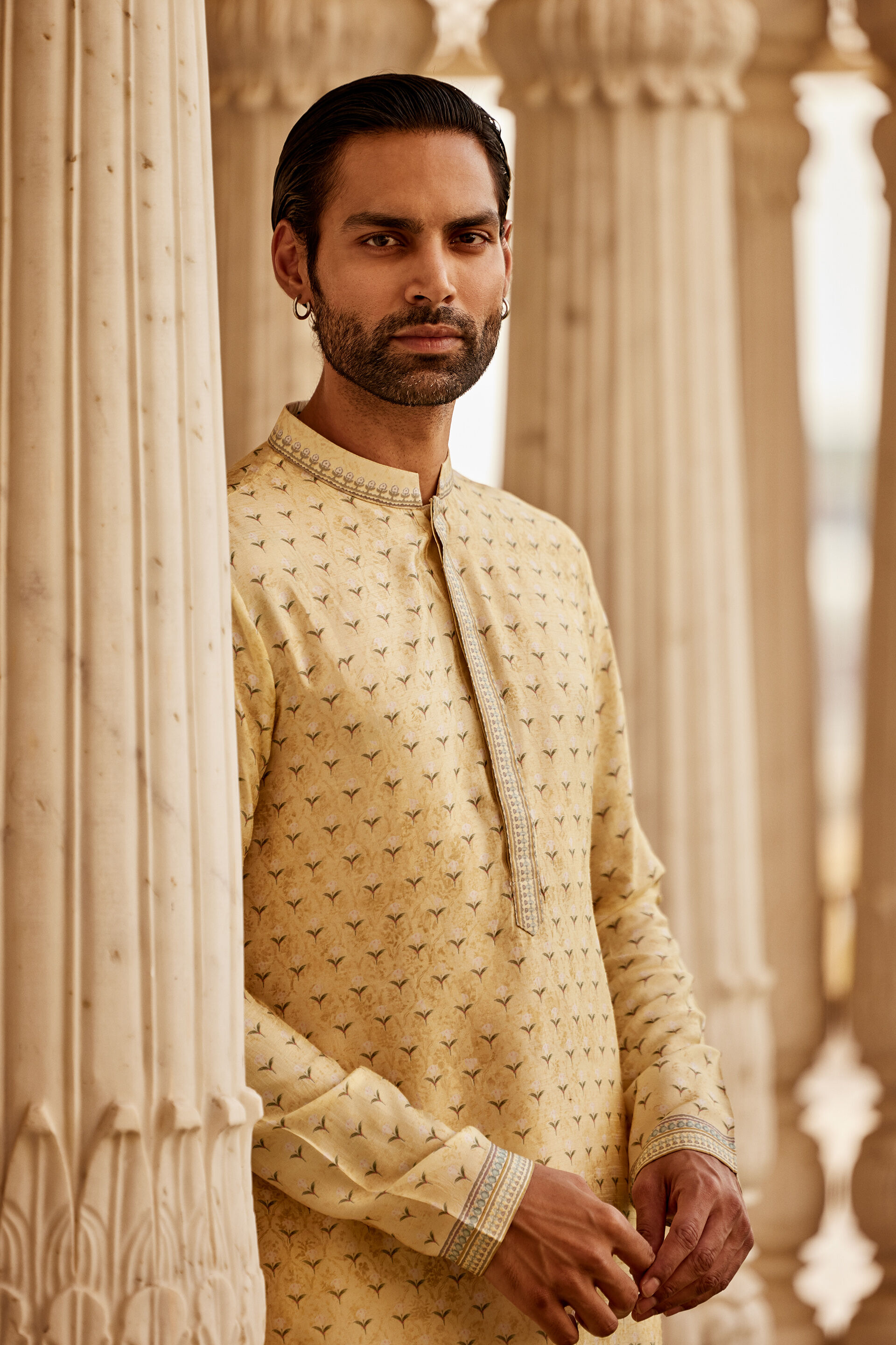 Bourag Silk Kurta - Yellow