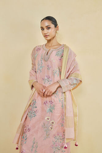 Nasrin Handwoven Maheshwari Suit Set, Blush, image 4
