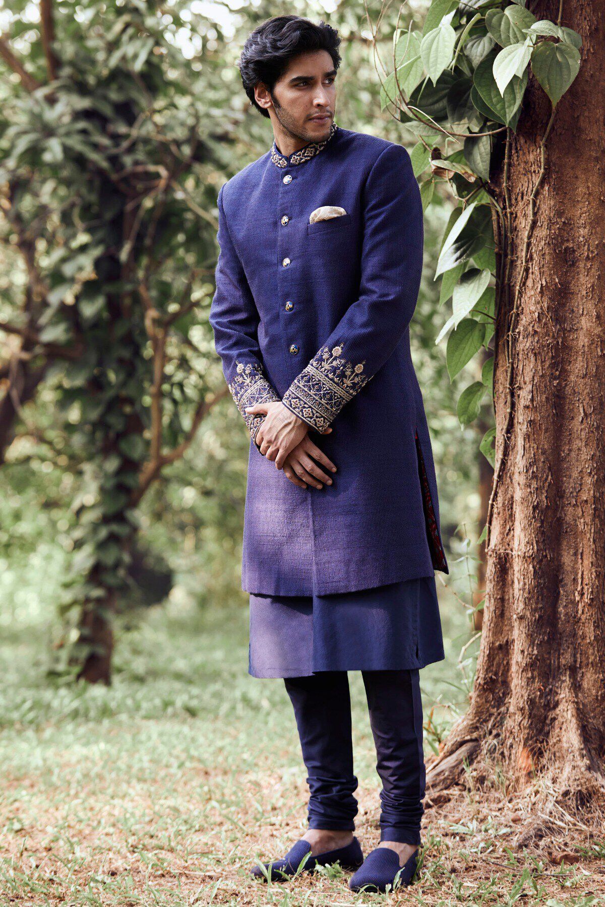 Navy blue best sale groom sherwani
