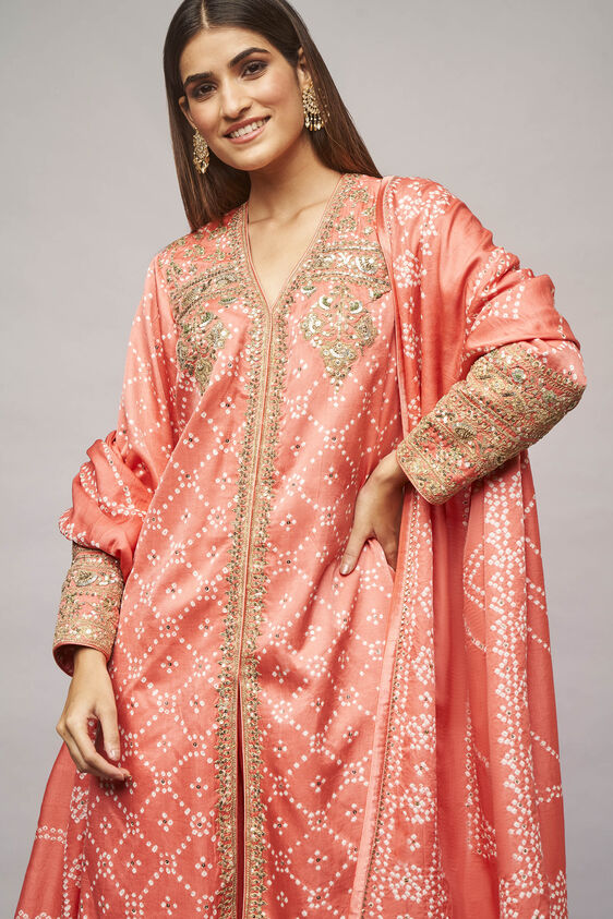 Amka India - Women Brown Crepe Printed Floral Bandhani Milan Shirt And Pant Set For Women
