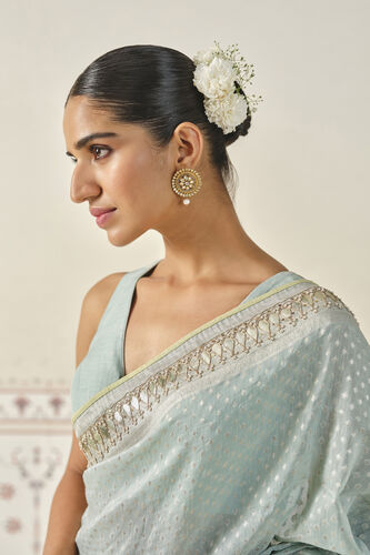 Jayalekha Embroidered Linen Saree - Powder Blue, Powder Blue, image 5