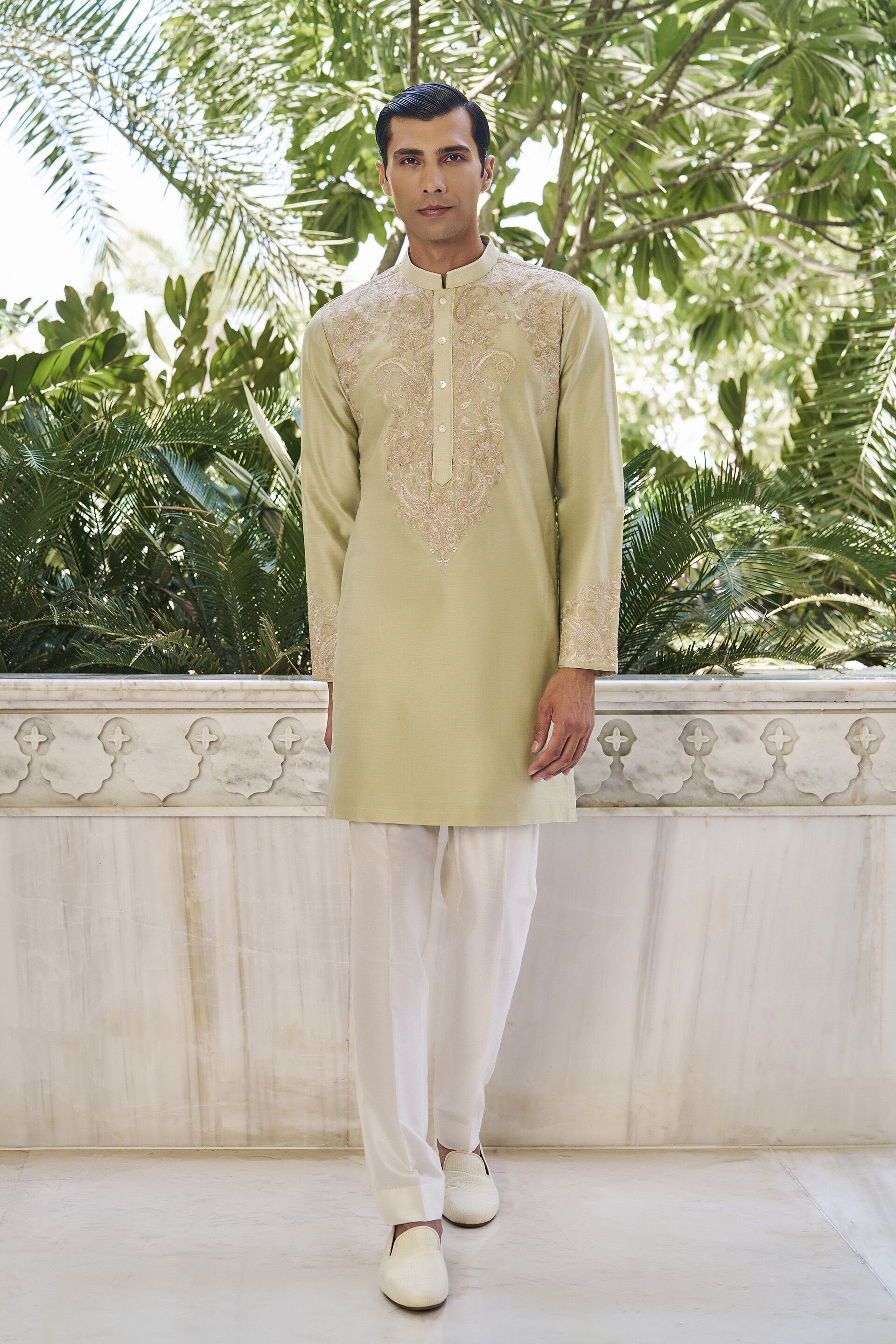 Forever Sage Embroidered Kurta, Sage, image 1