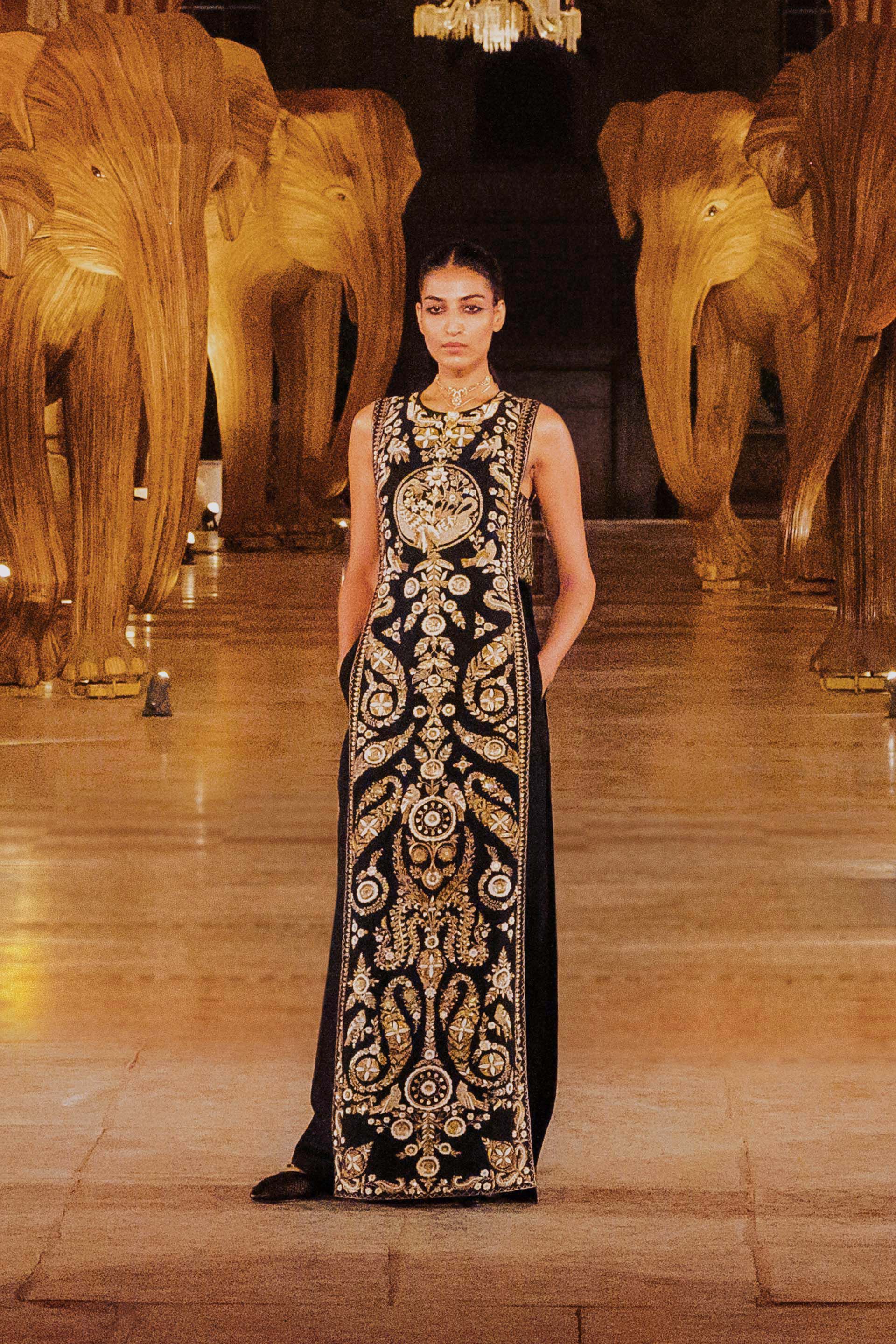 From The Wilderness Embroidered Zardozi Silk Tabard Set - Black, Black, image 4