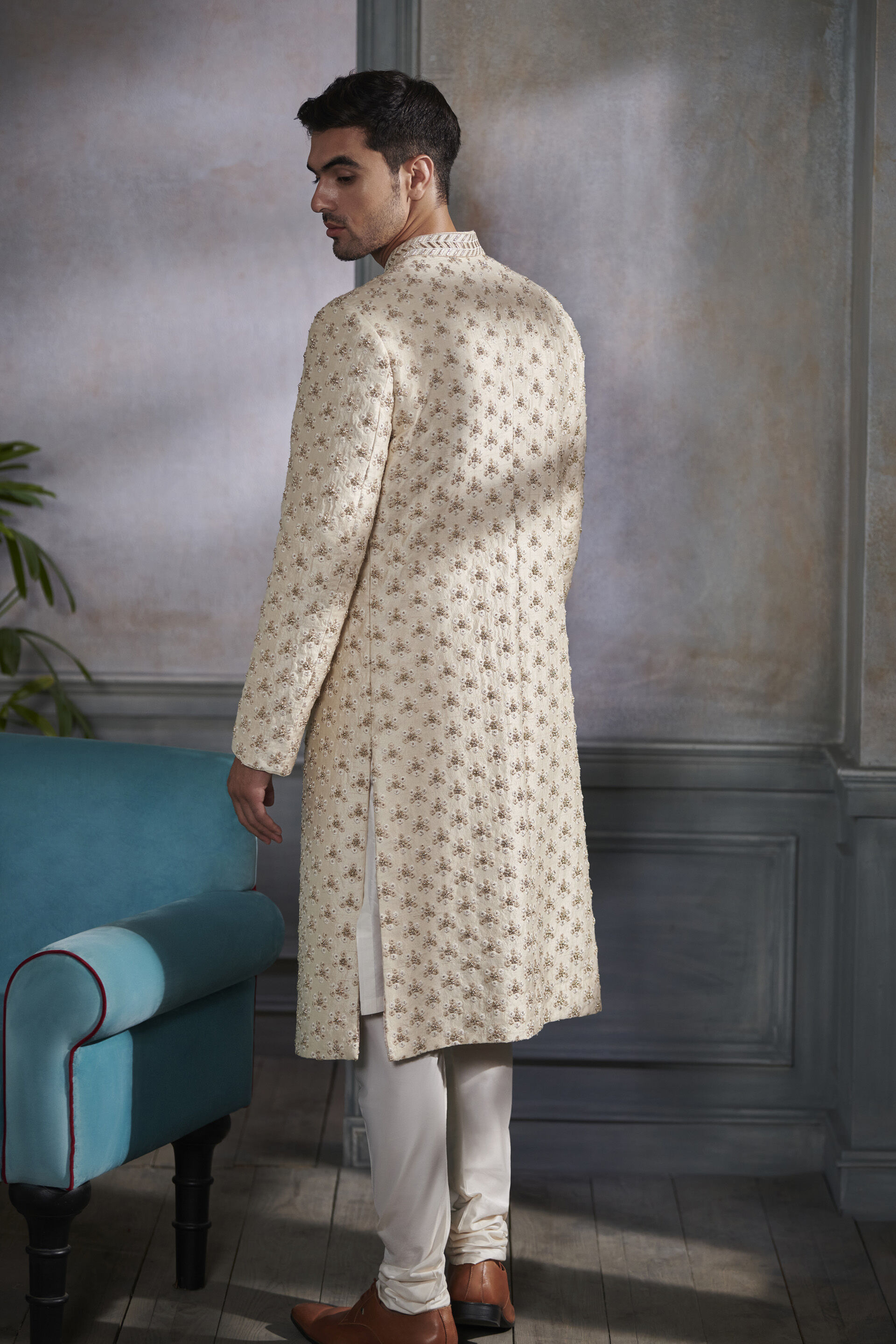 Lian Sherwani - Cream, Cream, image 2