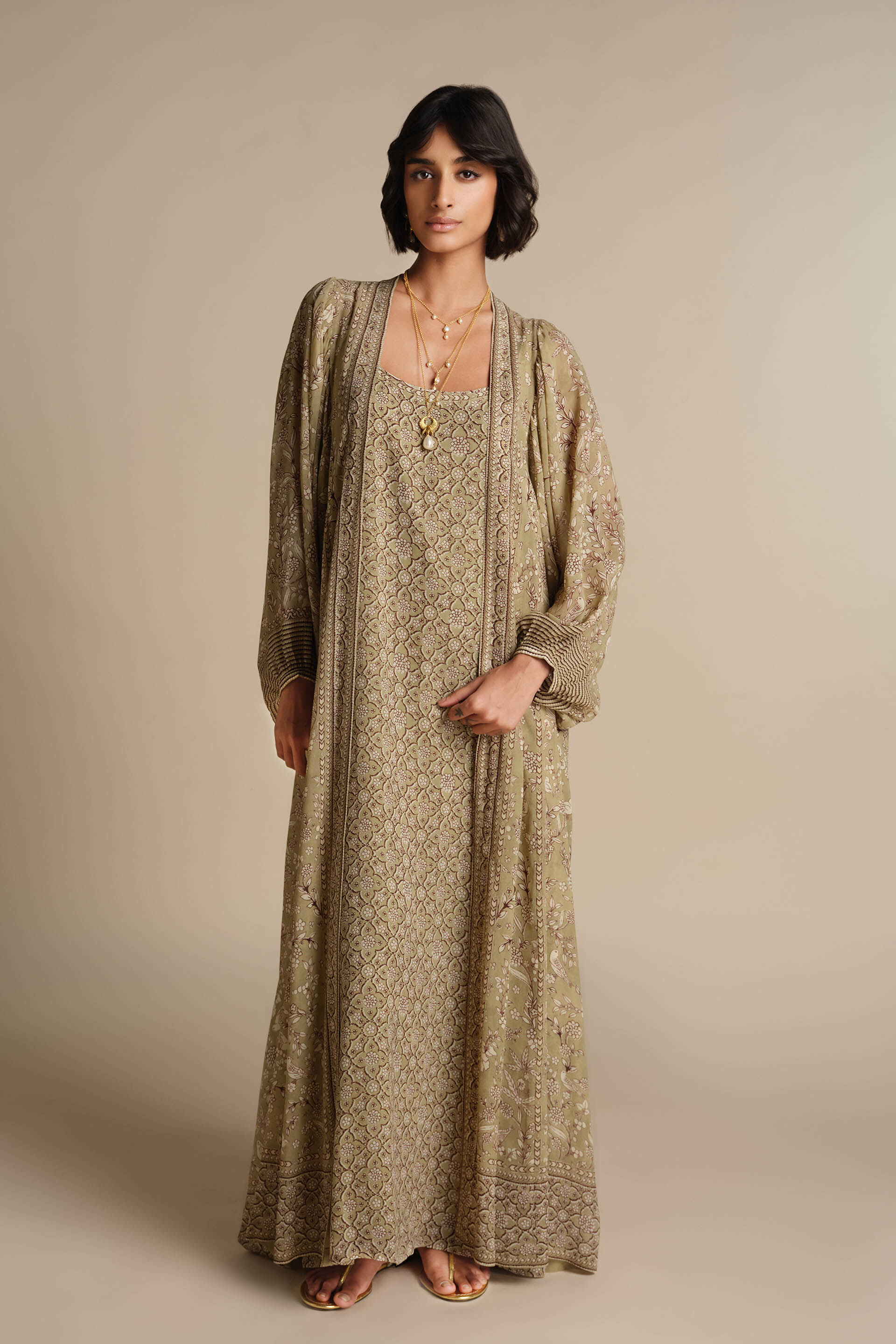 Rimaza Kaftan Set - Sage