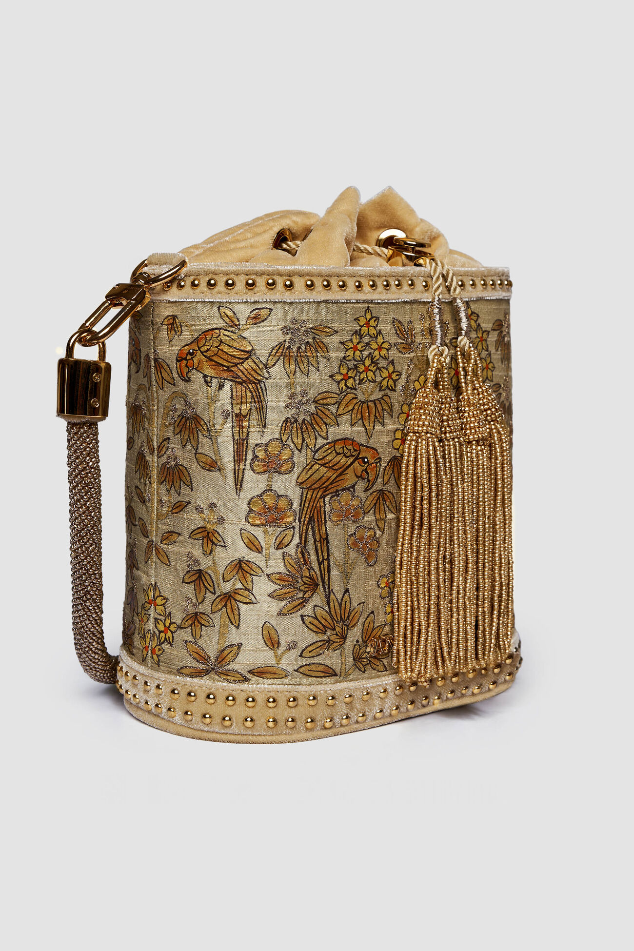 Pichhwai Bucket Bag, Gold, image 3