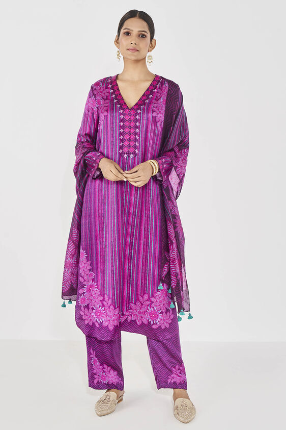 Mehr Kurta Set, Purple, image 1