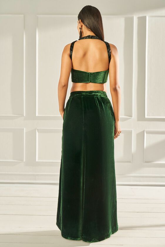 3 - Midnight Toast - Green Crop Top & Trousers Set, image 3