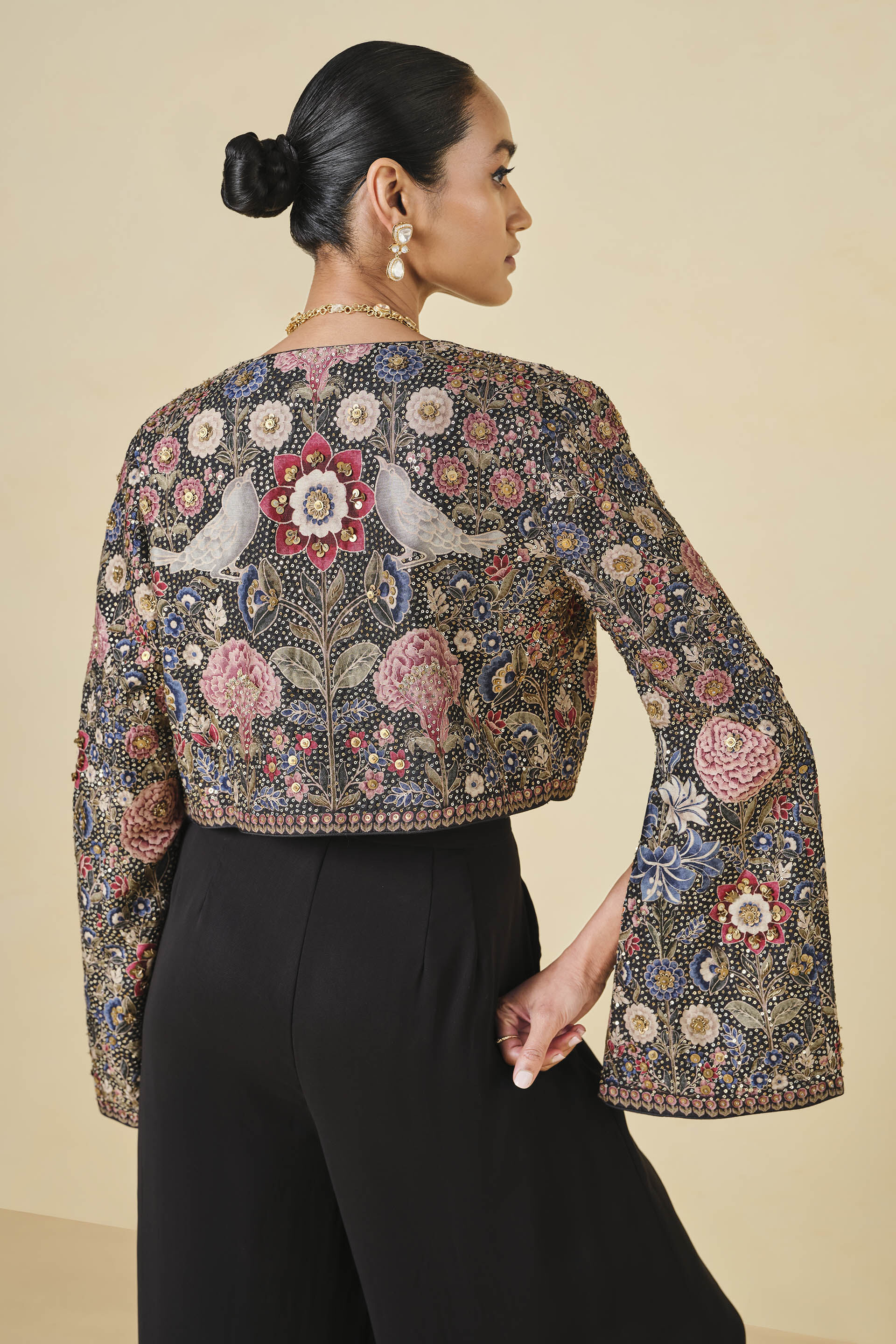 Life Of The Nightforest Sequin Palazzo Set Black