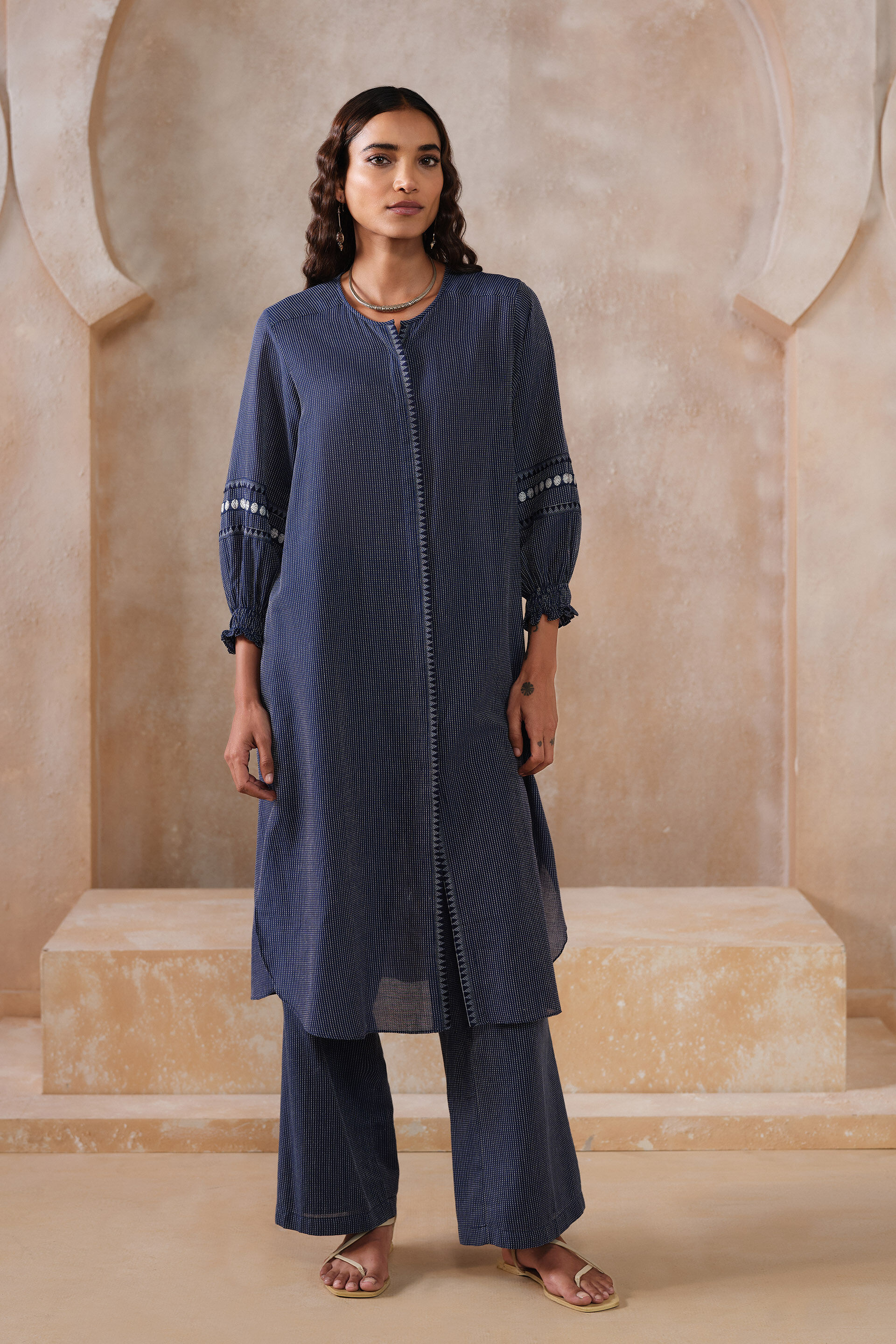 Claramay Handwoven Kurta Set - Indigo