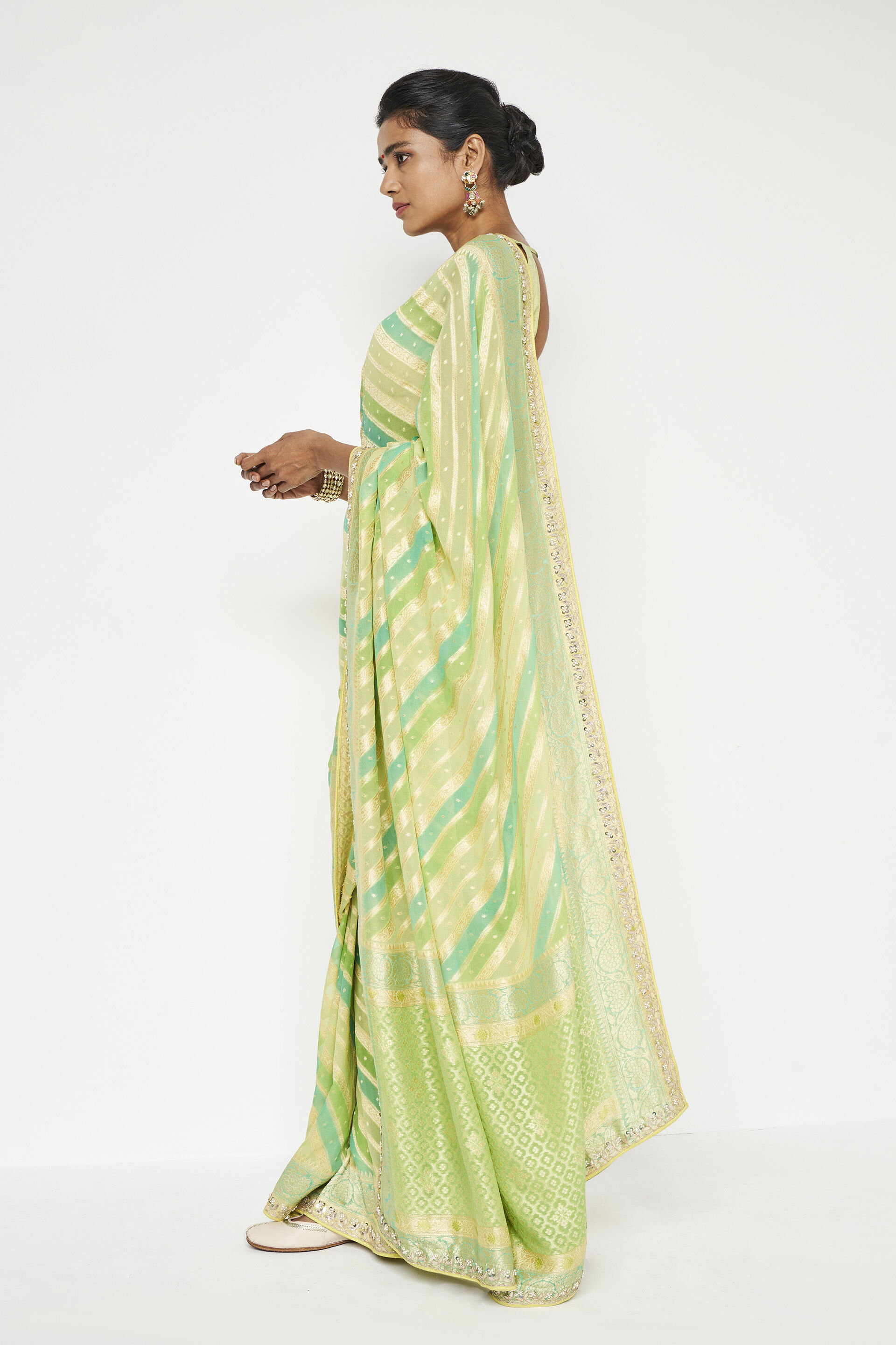 Aheli Benarasi Saree - Lime, Lime, image 2