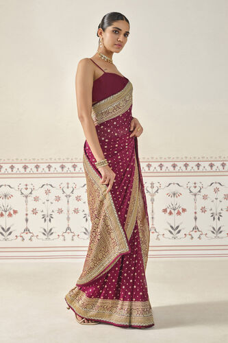 Upadhriti Handwoven Benarasi Silk Saree - Maroon, Maroon, image 3