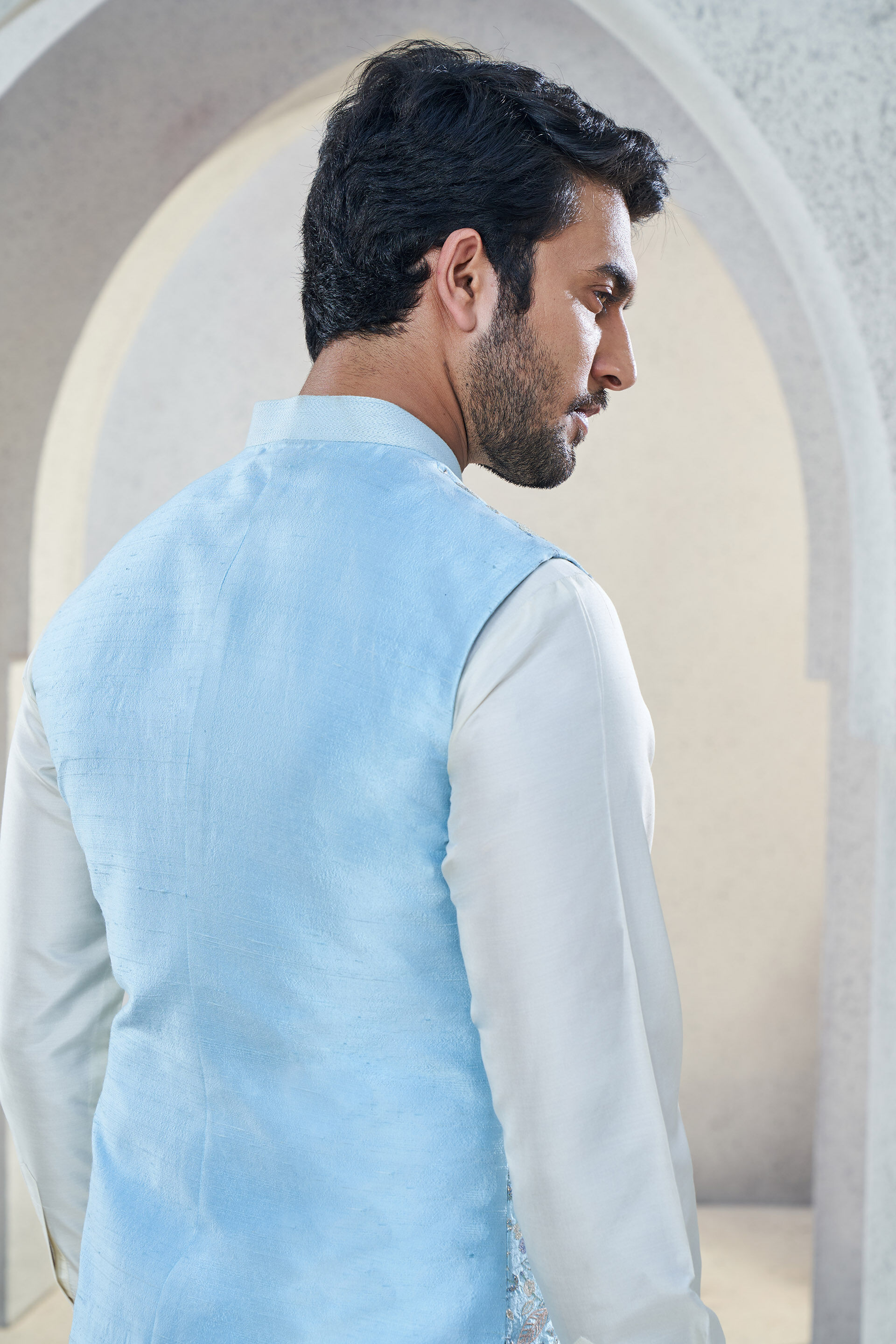 Hangup Men Multicoloured Printed Nehru Jacket With Pocket Square -  Absolutely Desi