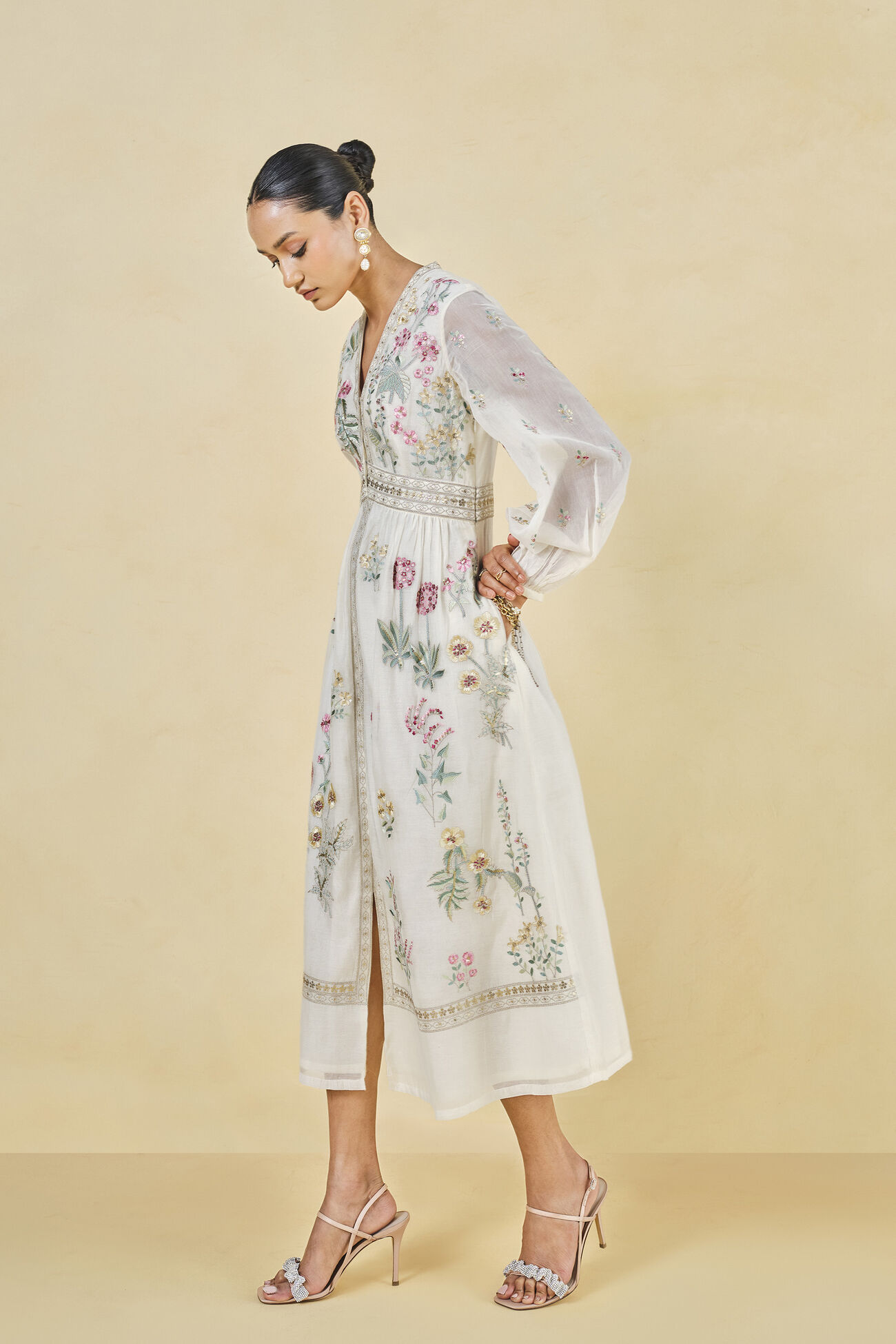 Rhapsody Embroidered Mull Dress - Natural, Natural, image 2