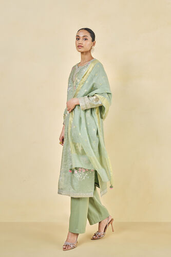 Nasrin Handwoven Maheshwari Suit Set, Sage, image 2