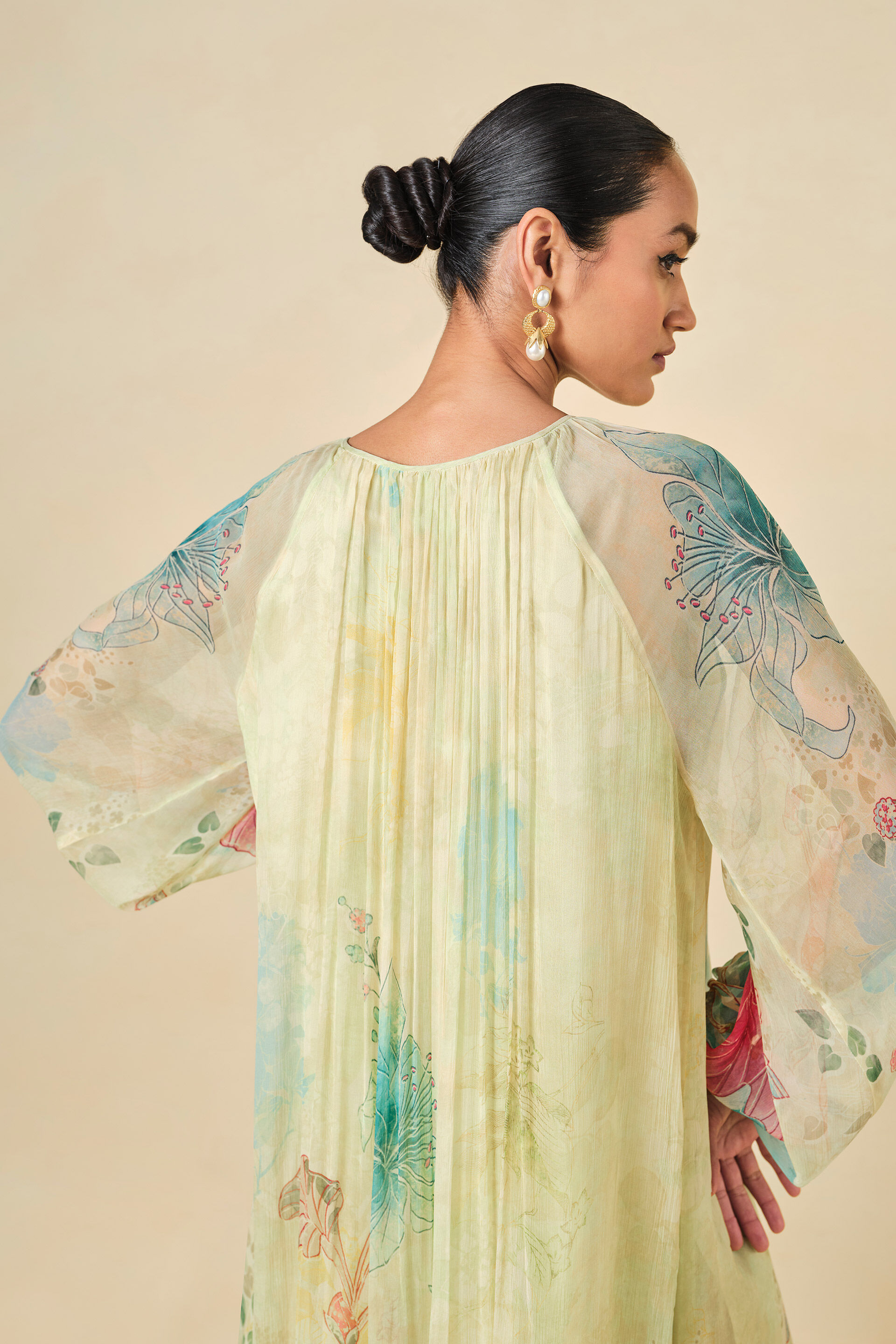 Emmylou Chiffon Kurta Set - Yellow, Yellow, image 6