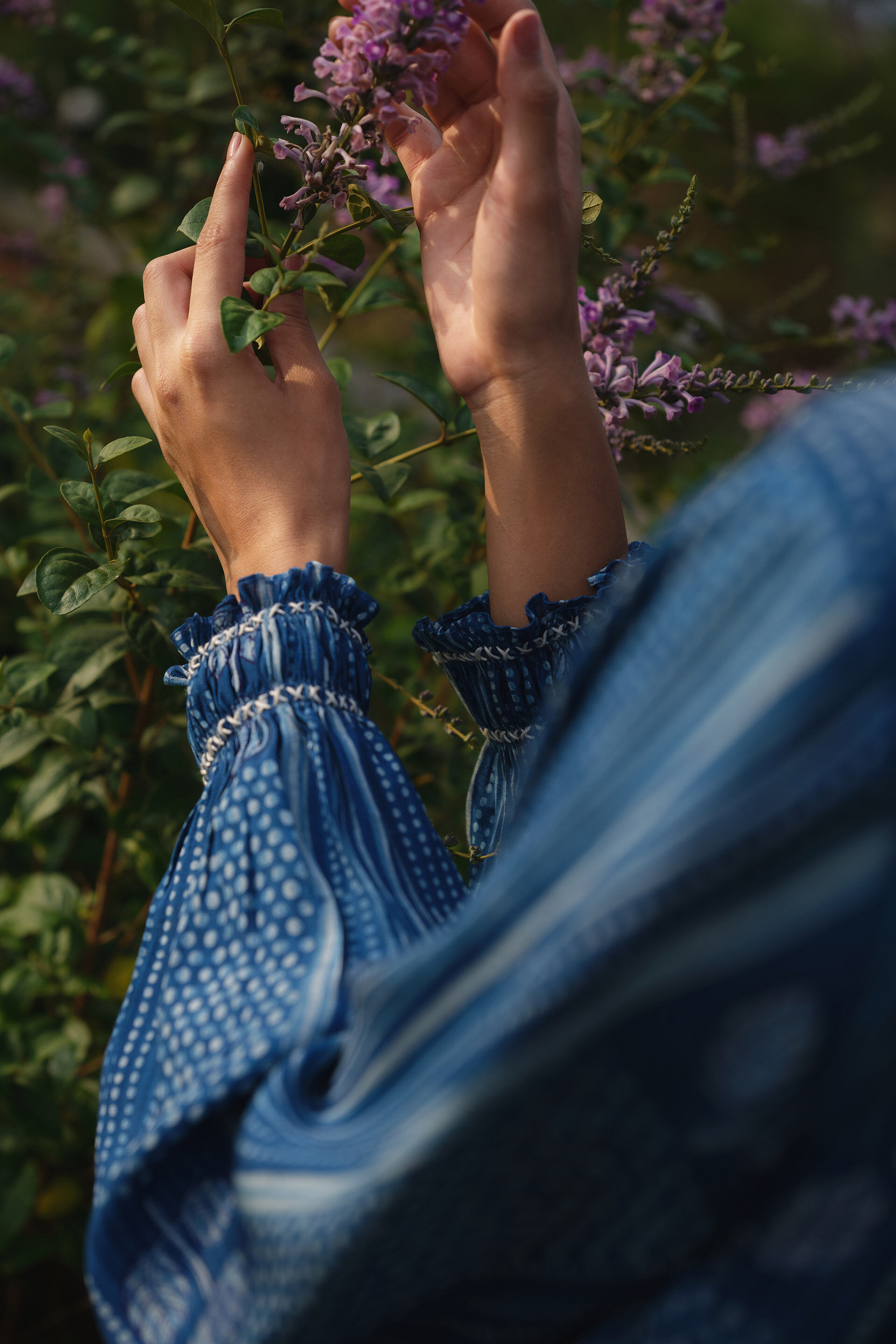 Laguna Hand-block Printed Mul Co-ord - Indigo, Indigo, image 5