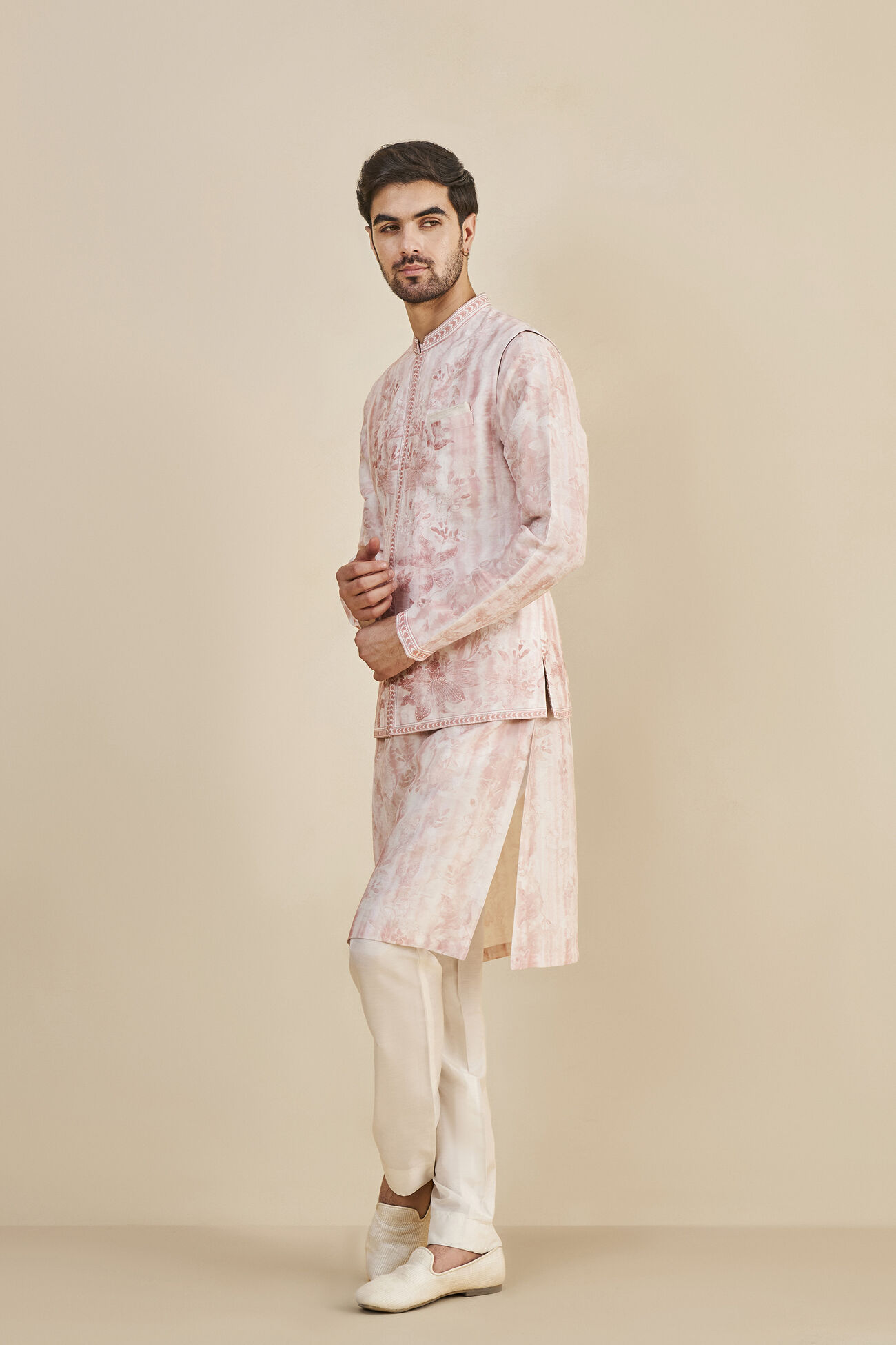 Mrig Nehru Jacket - Peach, Peach, image 2