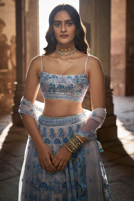4 - Periwinkle Dreams Lehenga Set​ - White, image 4