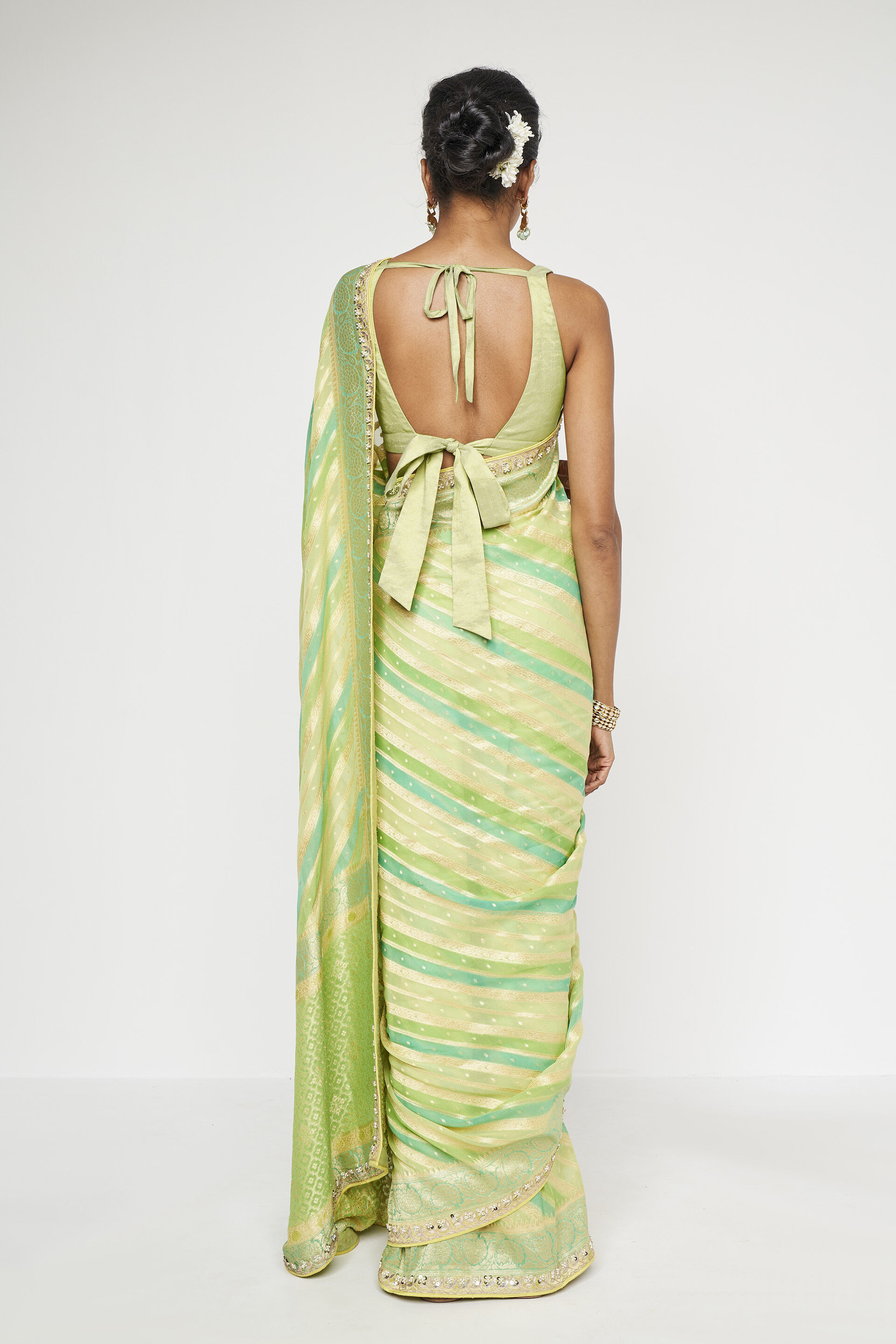 Aheli Benarasi Saree - Lime, Lime, image 3