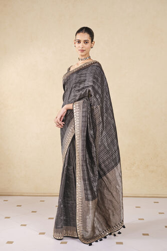 Jahi Handwoven Benarasi Silk Saree - Grey, Grey, image 2