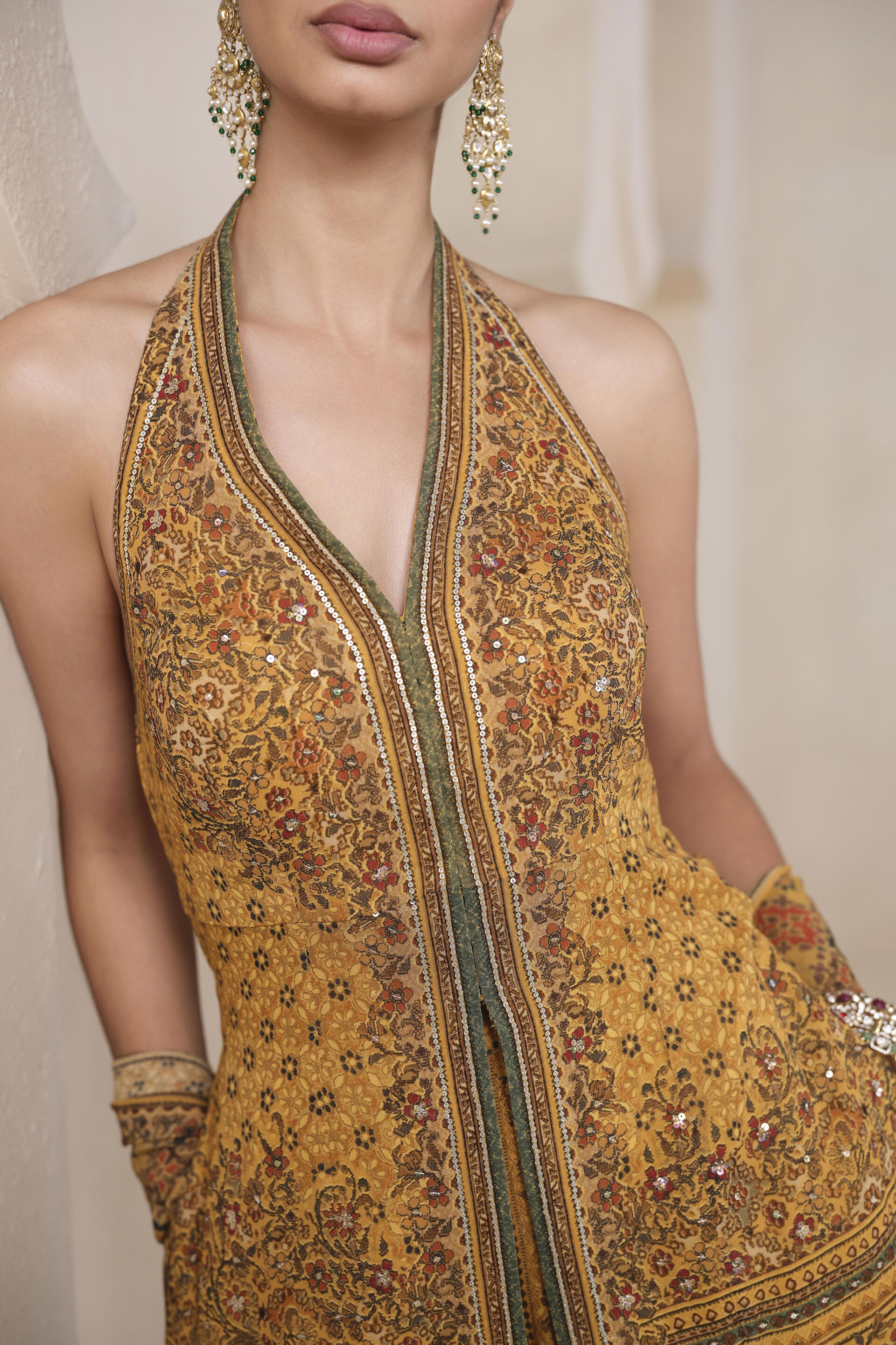Amara Printed Suit Set in Yellow, Yellow, image 4