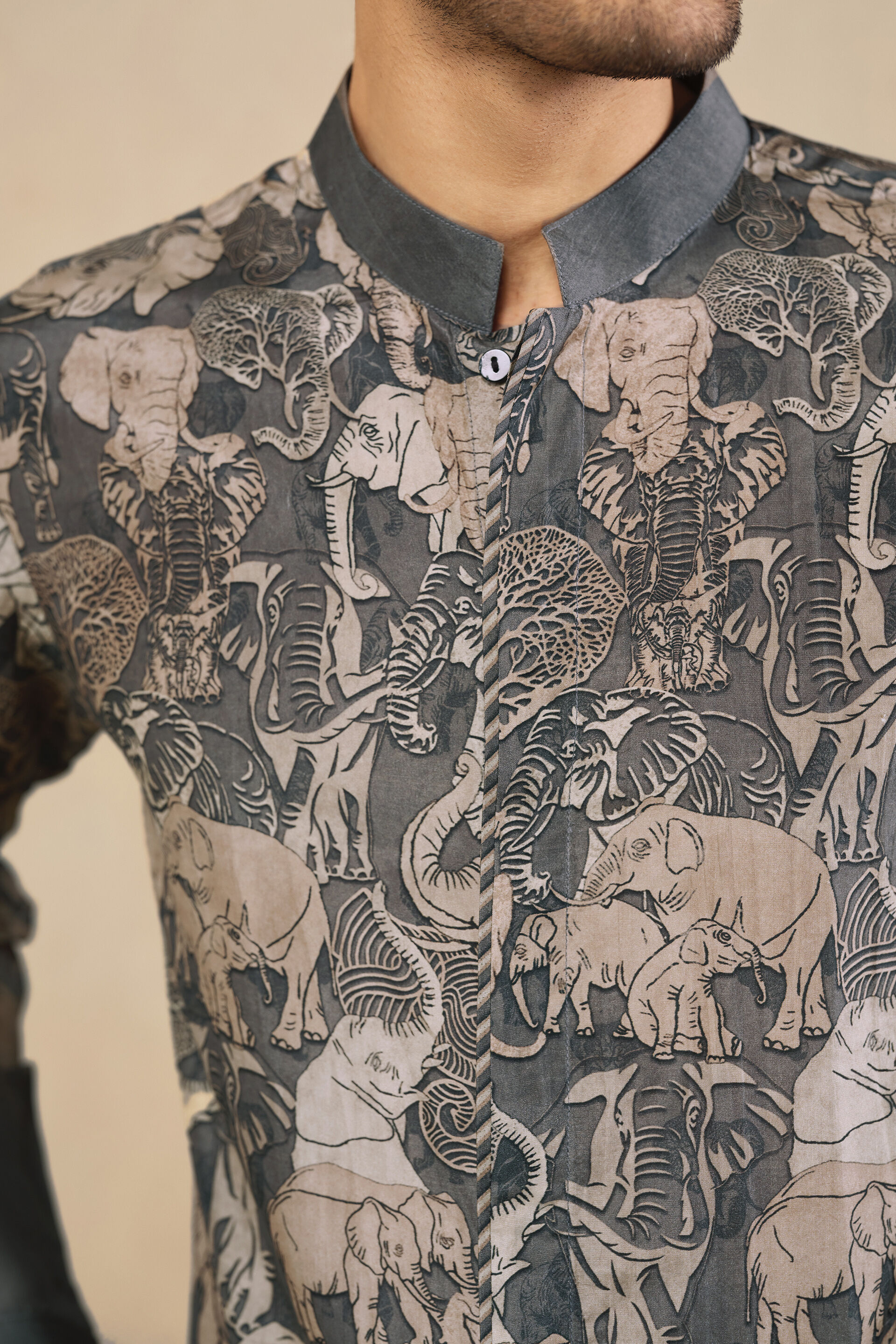 Zyad Silk Shirt - Grey, Grey, image 5