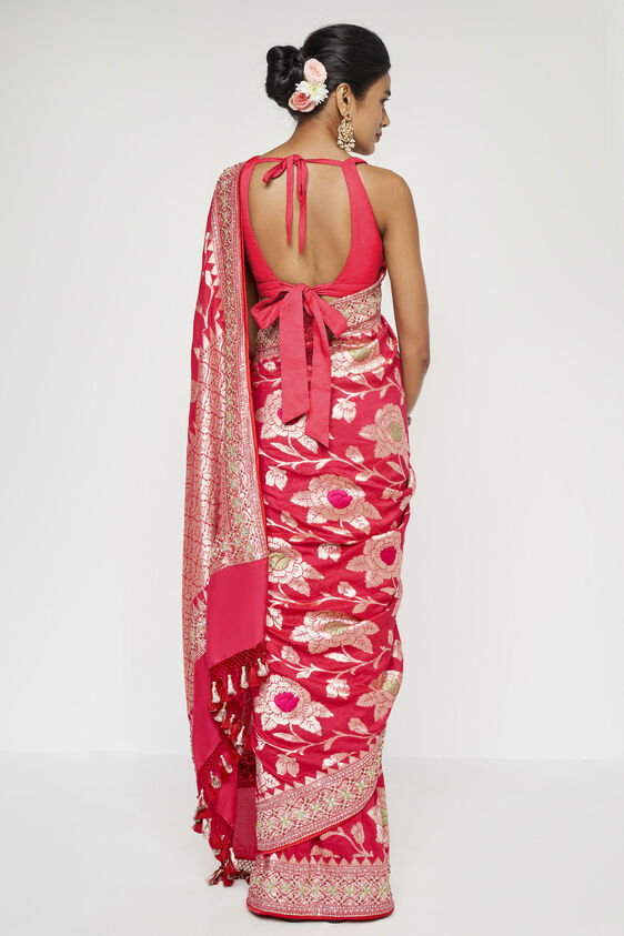 Neeva Benarasi Saree - Red, , image 2