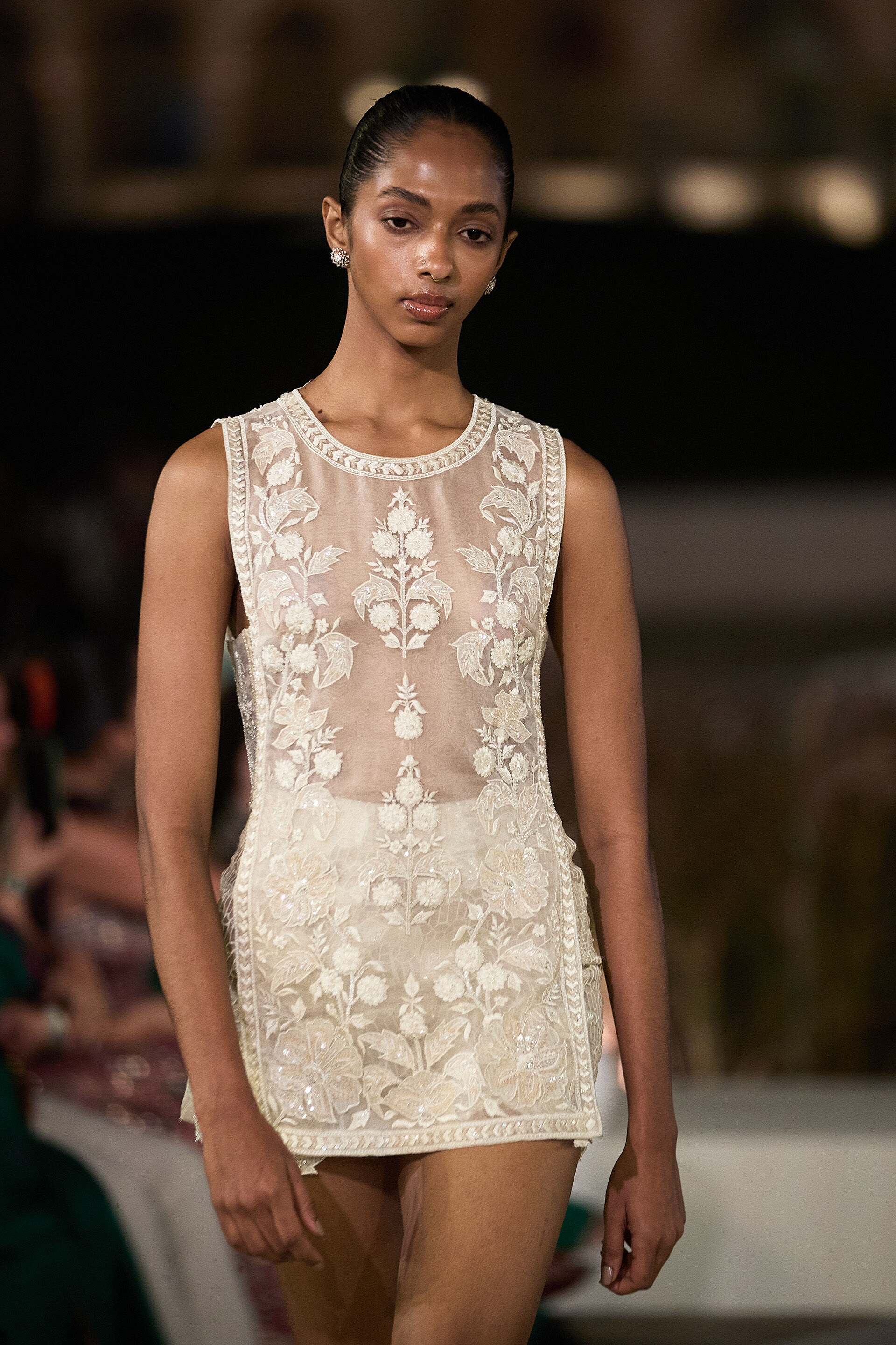 Siofra Embroidered Applique Skirt Set - Ivory, Ivory, image 3