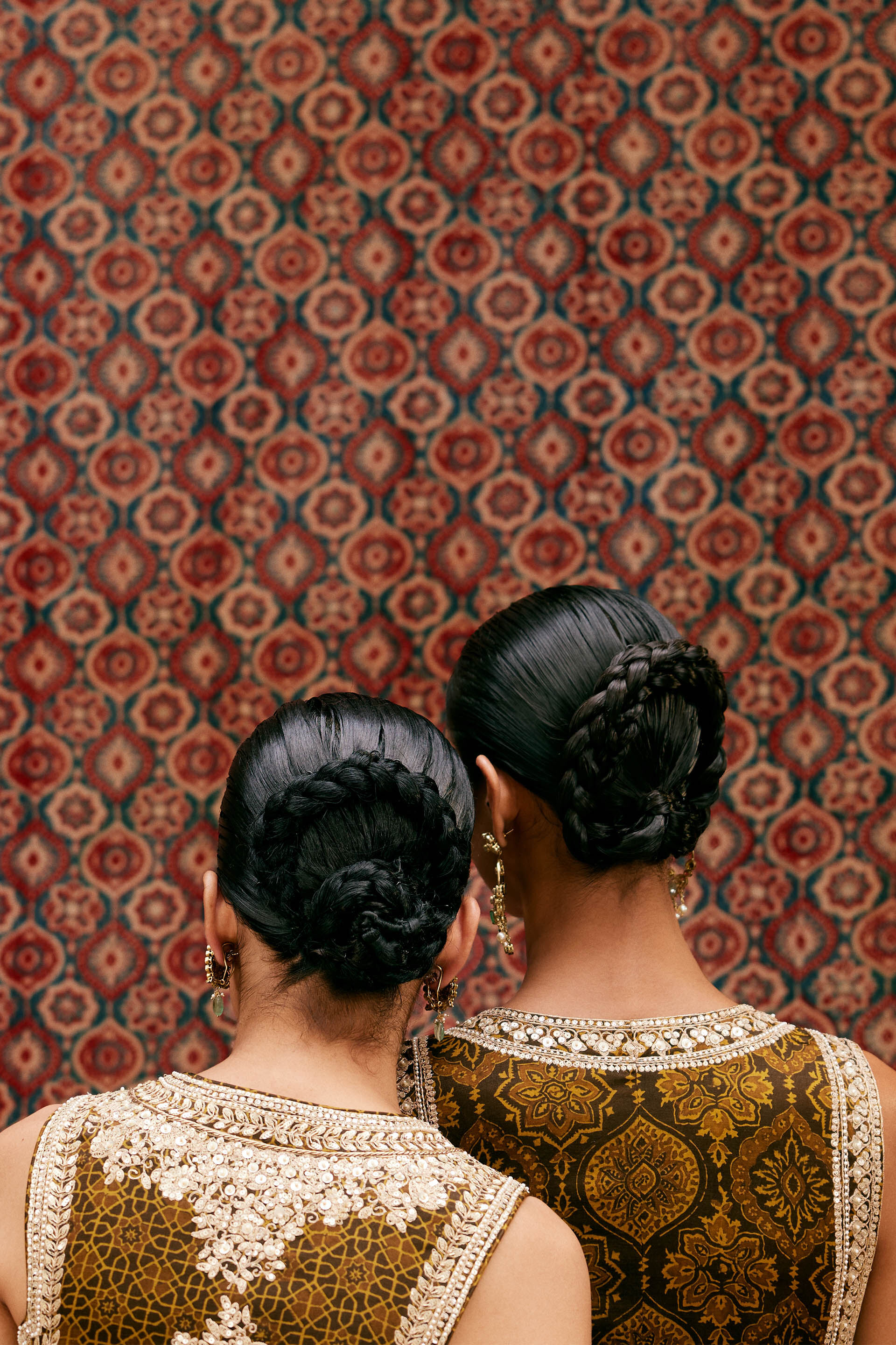 Bahada Ajrakh Hand-block Printed Silk Palazzo Set - Olive, Olive, image 6