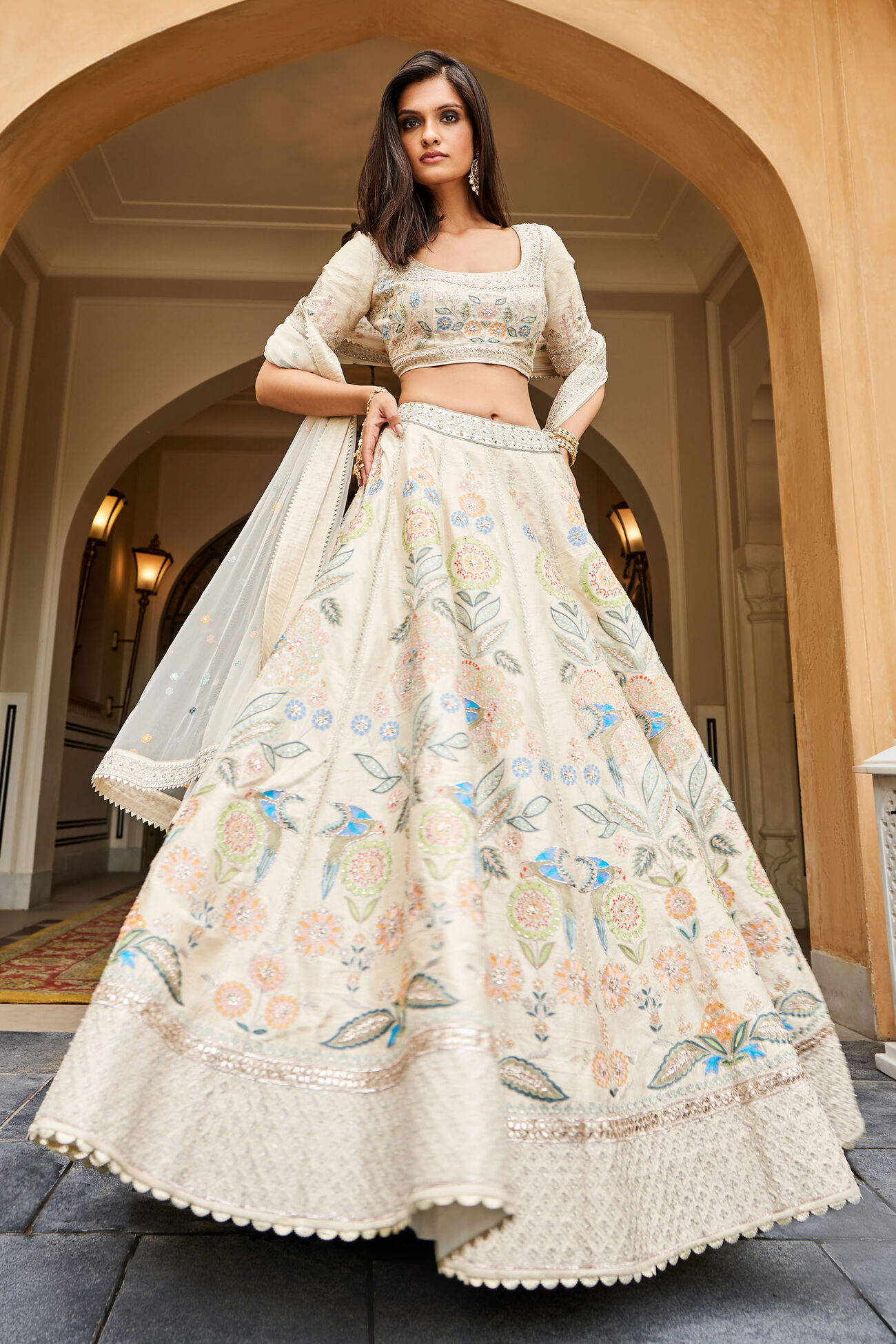 Qirat Lehenga, Ivory, image 1