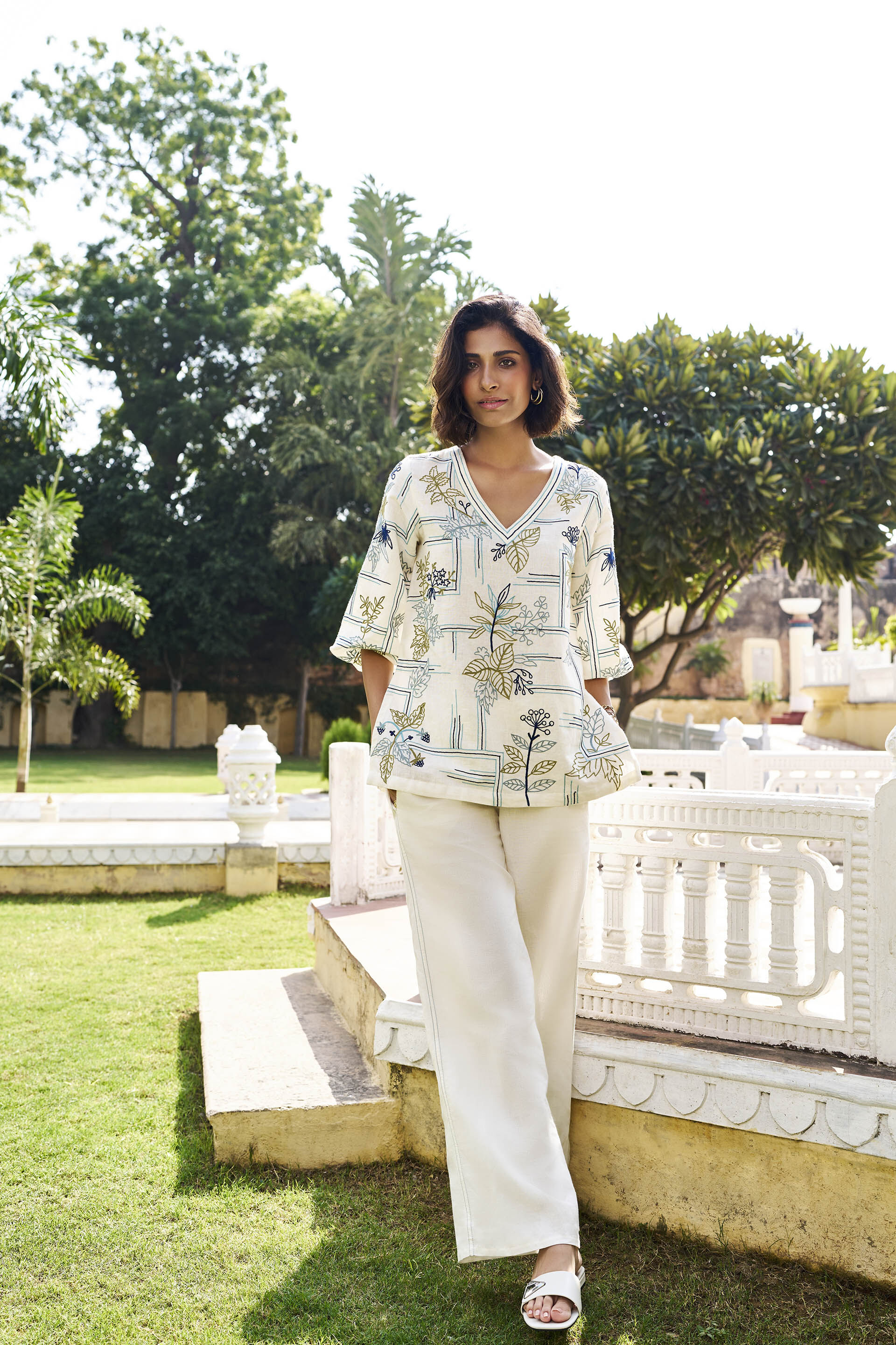 Orchard SEWA Hand-embroidered Coord - White