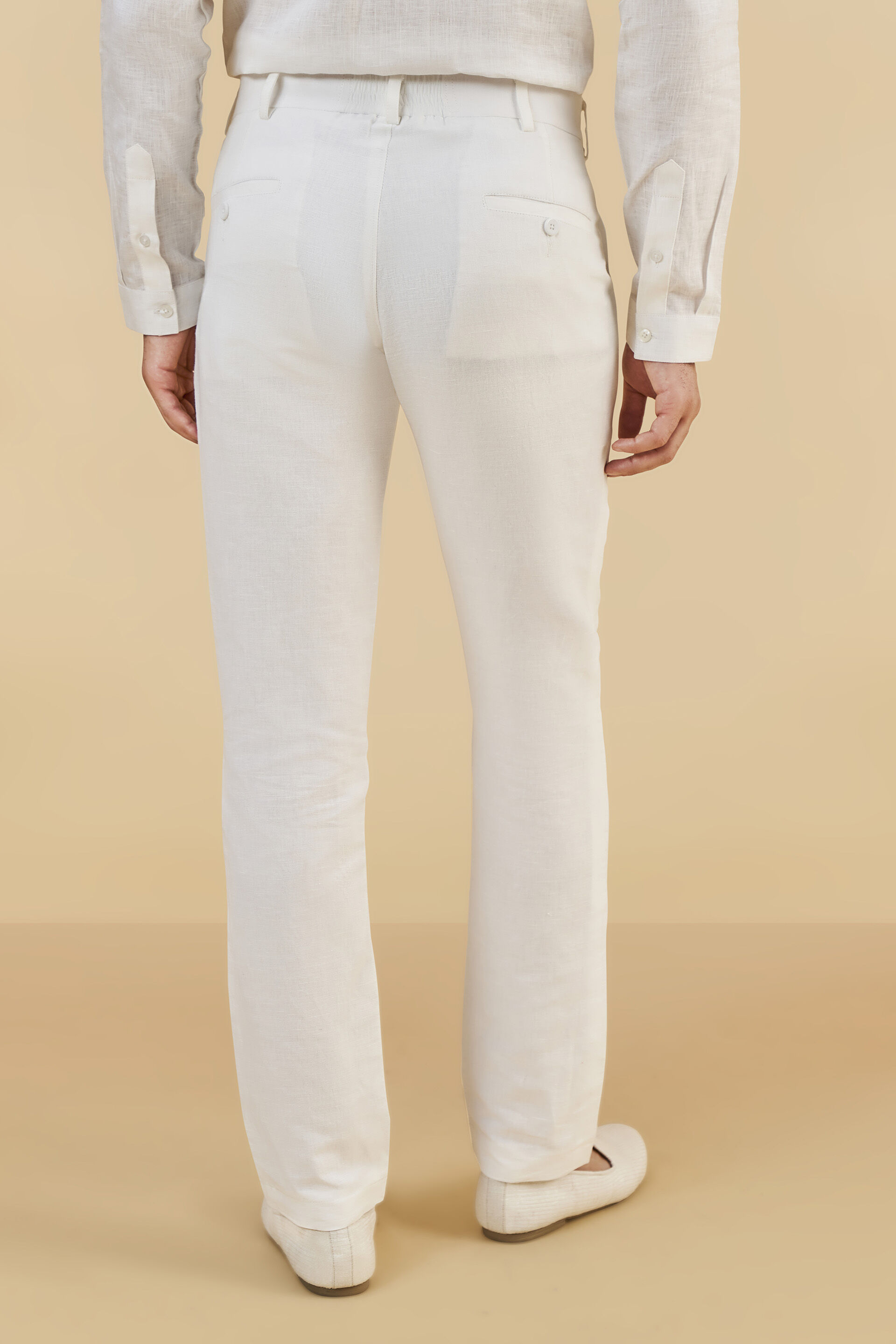 Khaki Double Buttoned Wide Leg Linen Trousers - Saman Butik | Shop Online