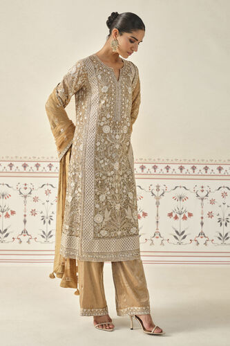 Kshamya Embroidered Suit Set - Bronze, Gold, image 3