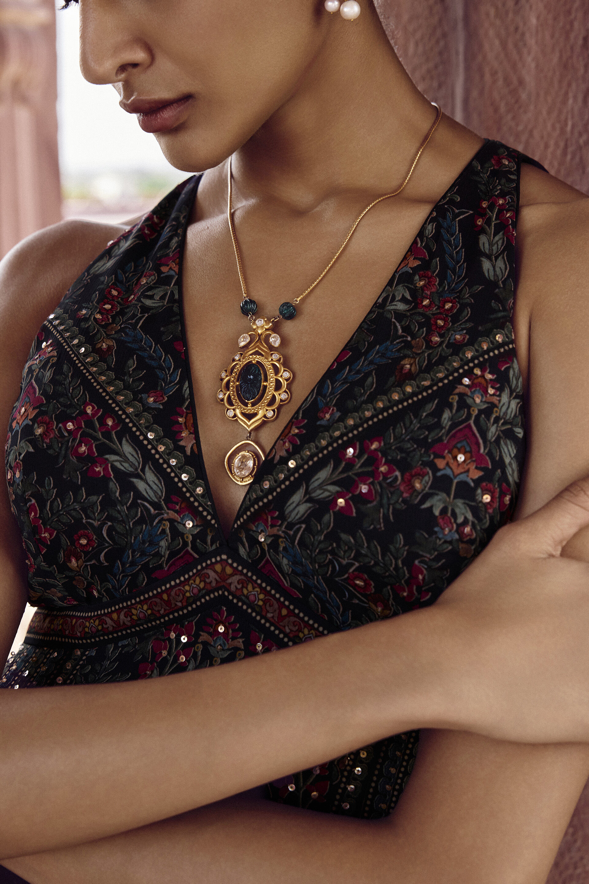 Nameera Embroidered Gown - Black, Black, image 5