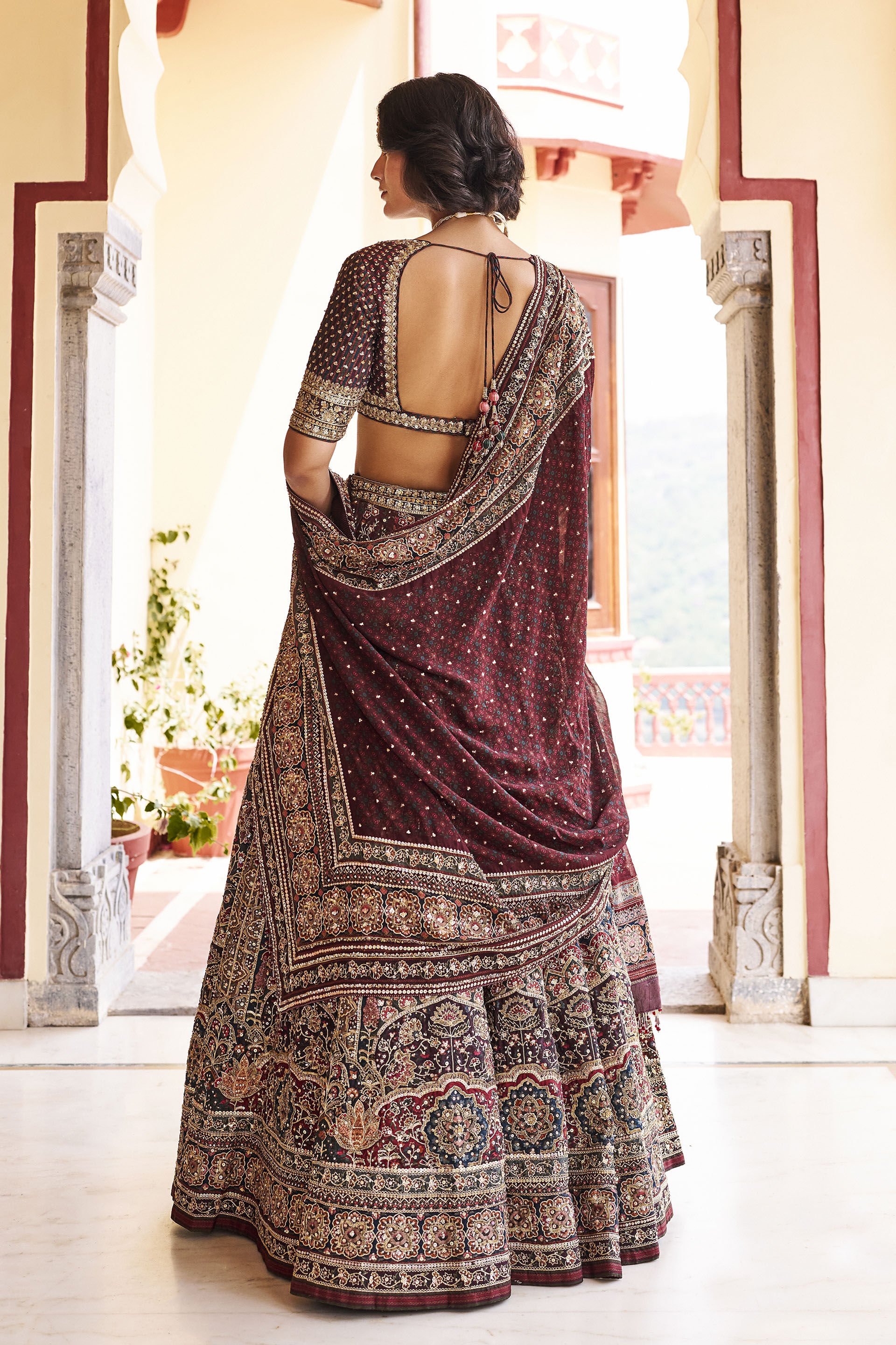 Heartful Gota Patti Bemberg Lehenga Set - ​Maroon