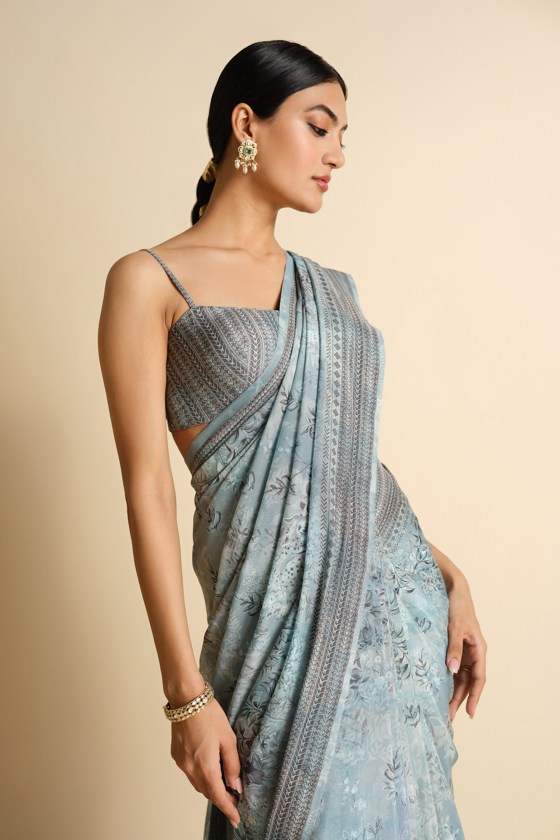 Siham Saree - Powder Blue, Powder Blue, image 4