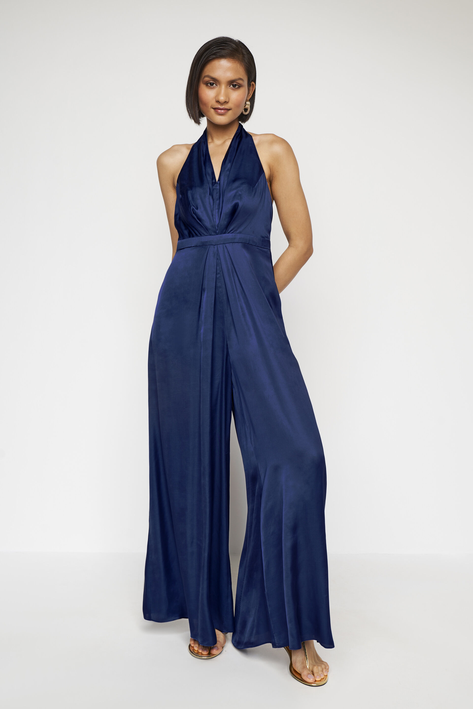 blue jumpsuit